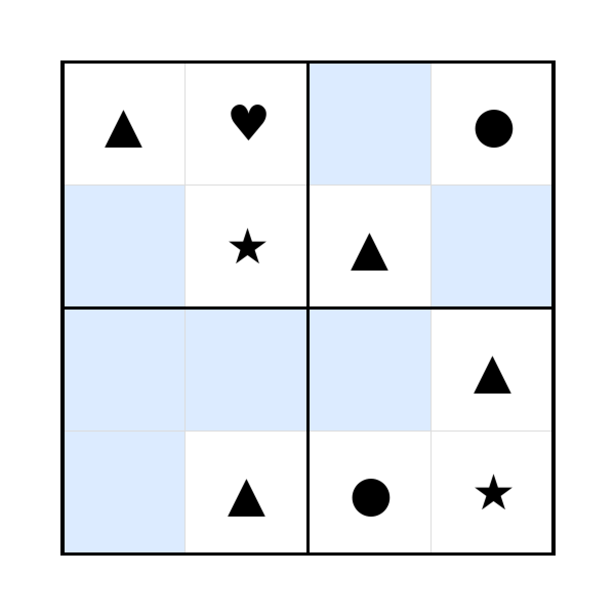 Sudoku-Rätsel Sudoku 4x4 (schwer) für Kleinkinder aus der Kategorie Sudoku - kostenlos ausdrucken