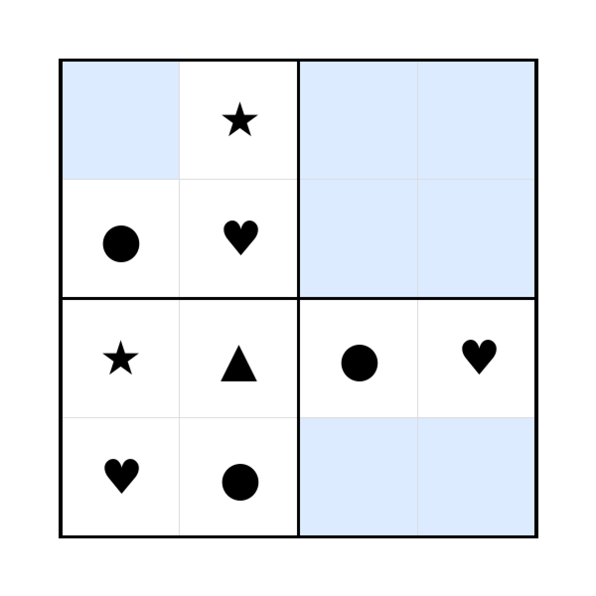 Sudoku-Rätsel Sudoku 4x4 (schwer) für Kleinkinder aus der Kategorie Sudoku - kostenlos ausdrucken