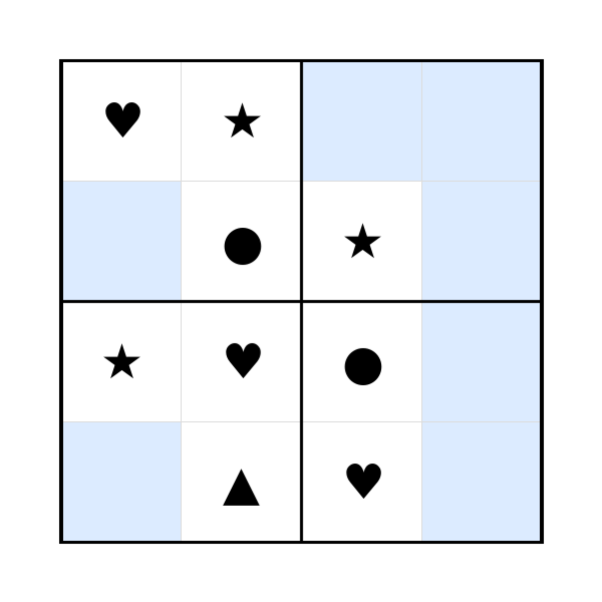 Sudoku-Rätsel Sudoku 4x4 (schwer) für Kleinkinder aus der Kategorie Sudoku - kostenlos ausdrucken