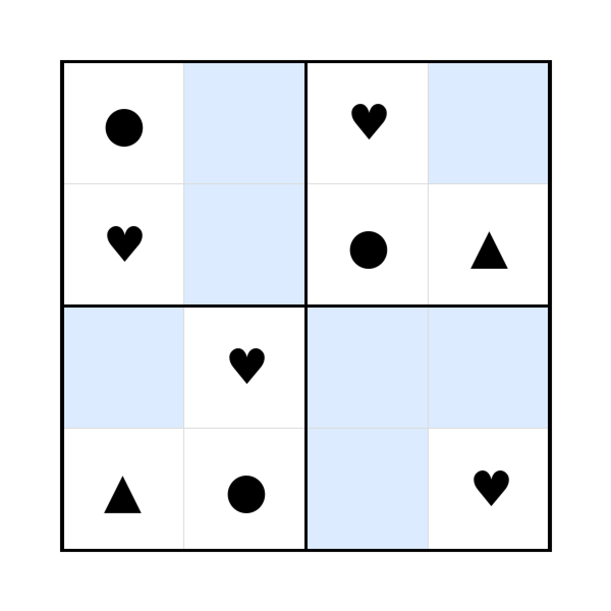 Sudoku-Rätsel Sudoku 4x4 (schwer) für Kleinkinder aus der Kategorie Sudoku - kostenlos ausdrucken