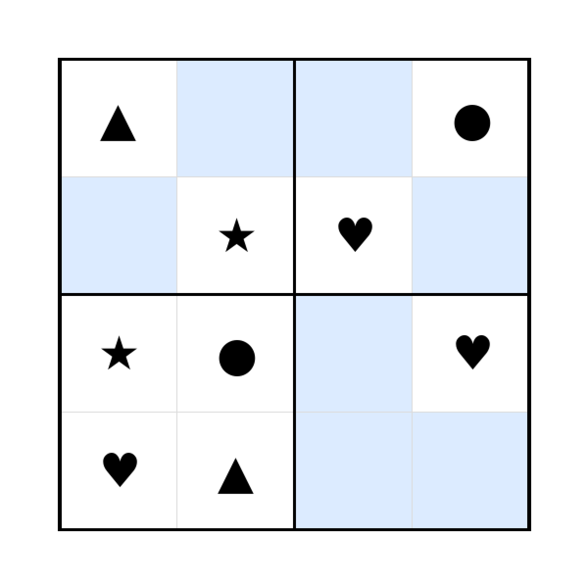 Sudoku-Rätsel Sudoku 4x4 (schwer) für Kleinkinder aus der Kategorie Sudoku - kostenlos ausdrucken