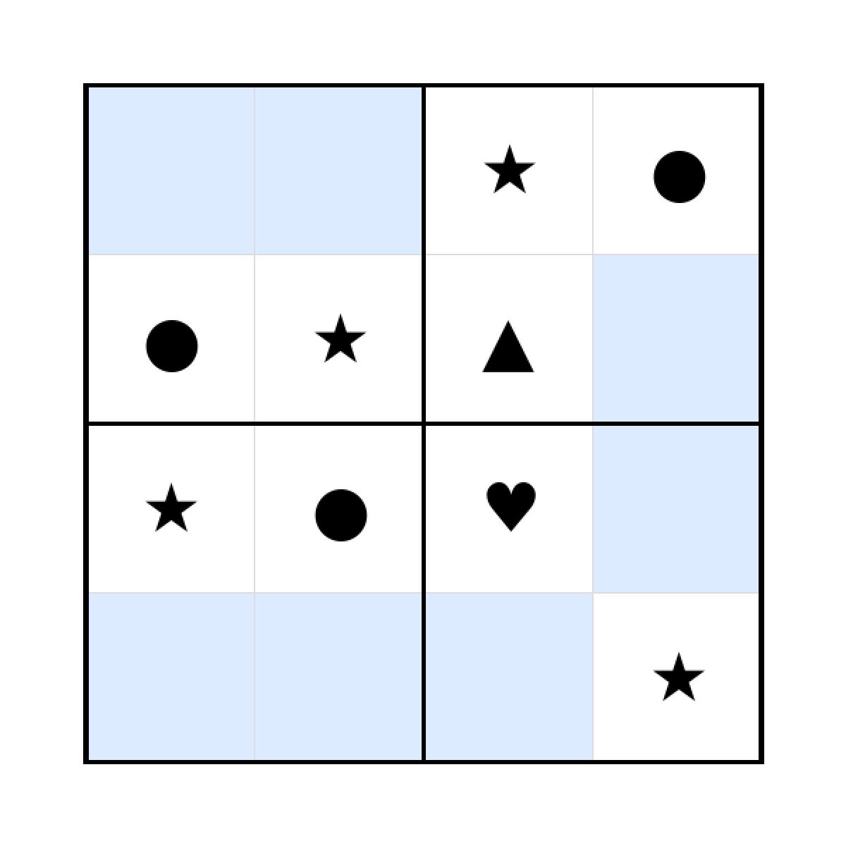 Sudoku-Rätsel Sudoku 4x4 (schwer) für Kleinkinder aus der Kategorie Sudoku - kostenlos ausdrucken