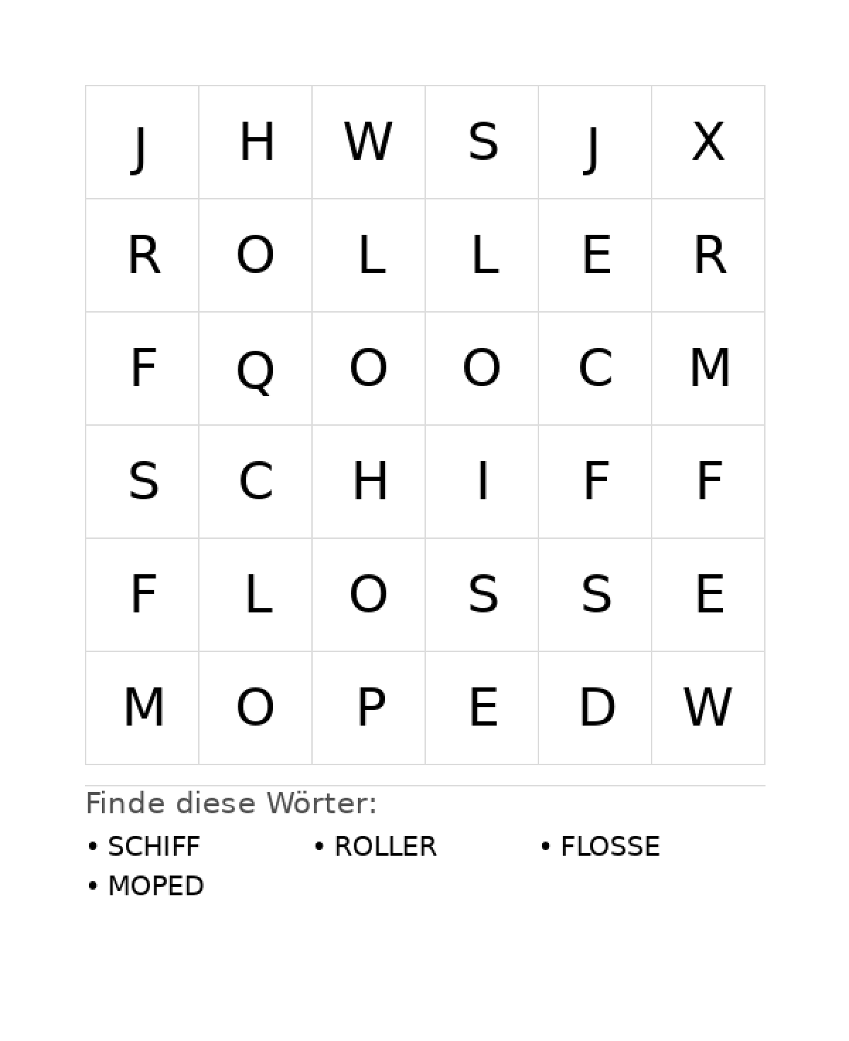 Wortsuchrätsel Wortsuchrätsel: Fahrzeuge für Kleinkinder aus der Kategorie Wortsuchrätsel - kostenlos ausdrucken