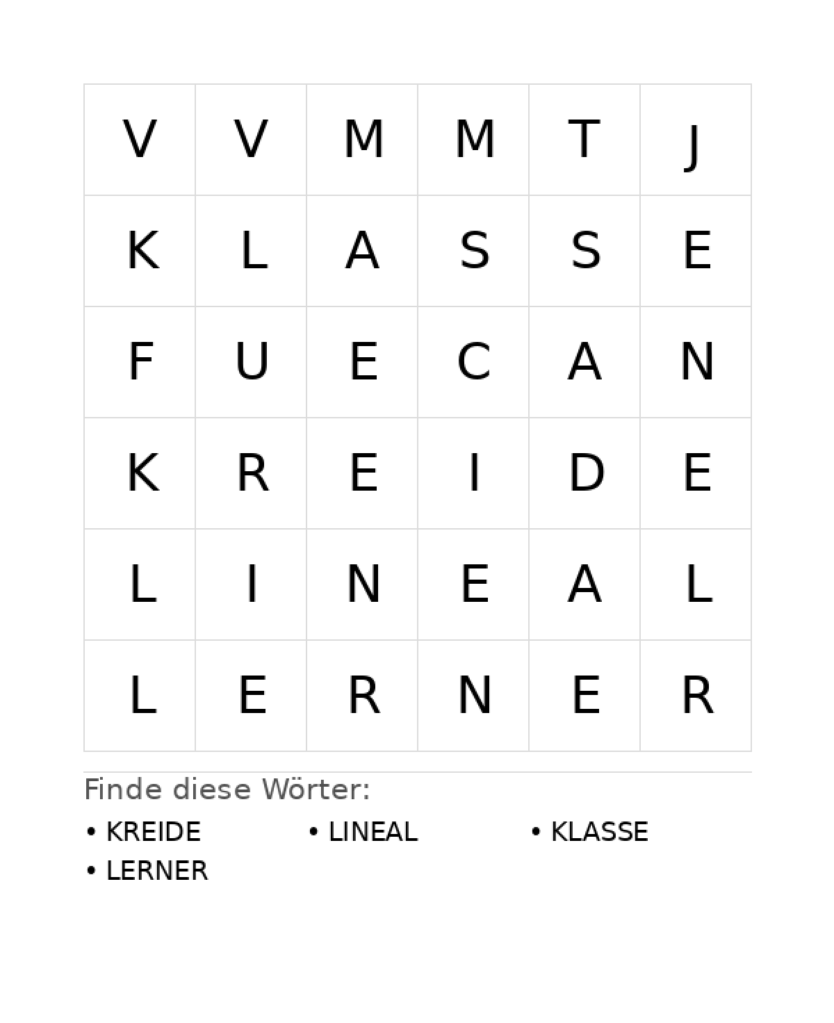 Wortsuchrätsel Wortsuchrätsel: Schule für Kleinkinder aus der Kategorie Wortsuchrätsel - kostenlos ausdrucken