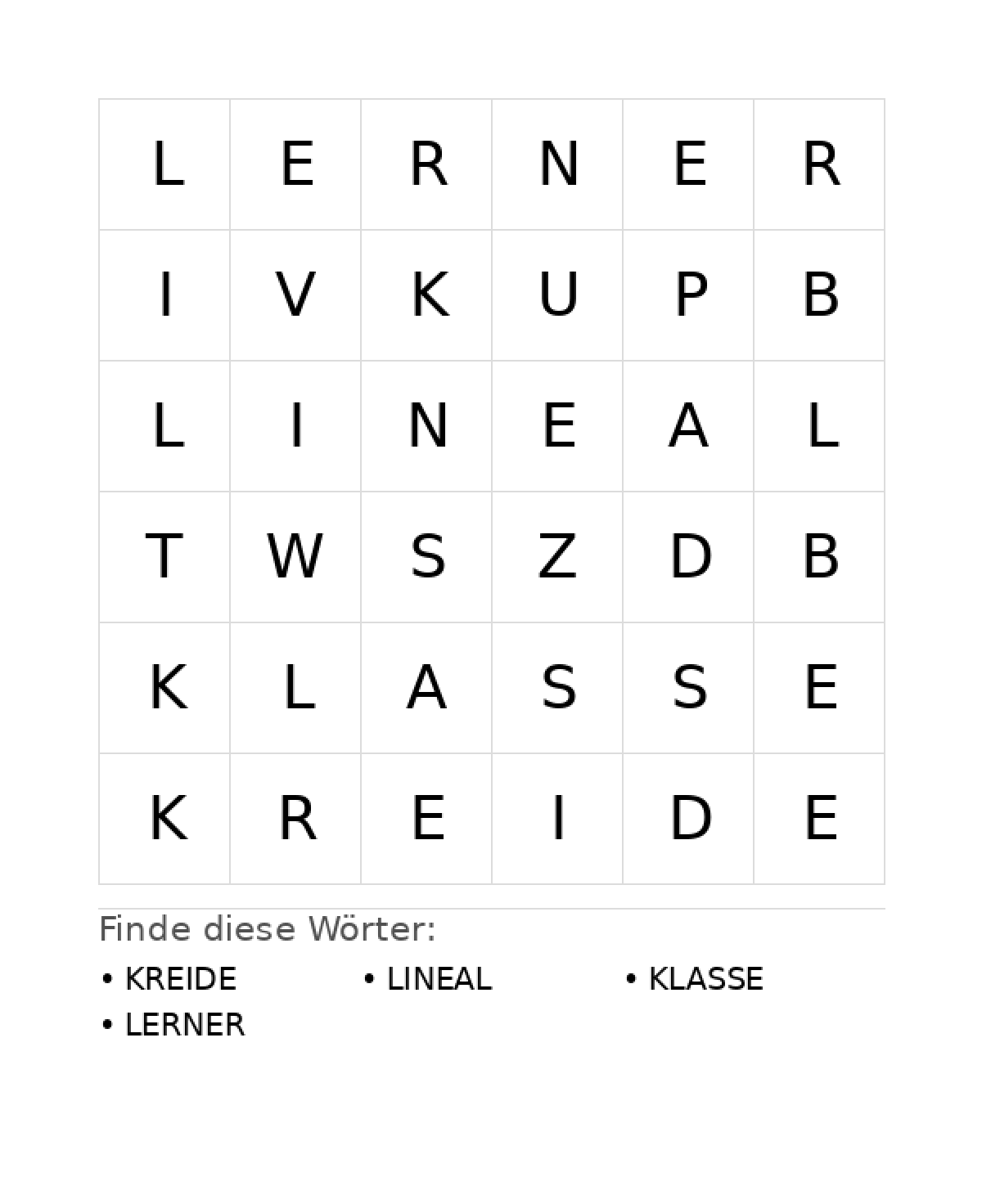 Wortsuchrätsel Wortsuchrätsel: Schule für Kleinkinder aus der Kategorie Wortsuchrätsel - kostenlos ausdrucken
