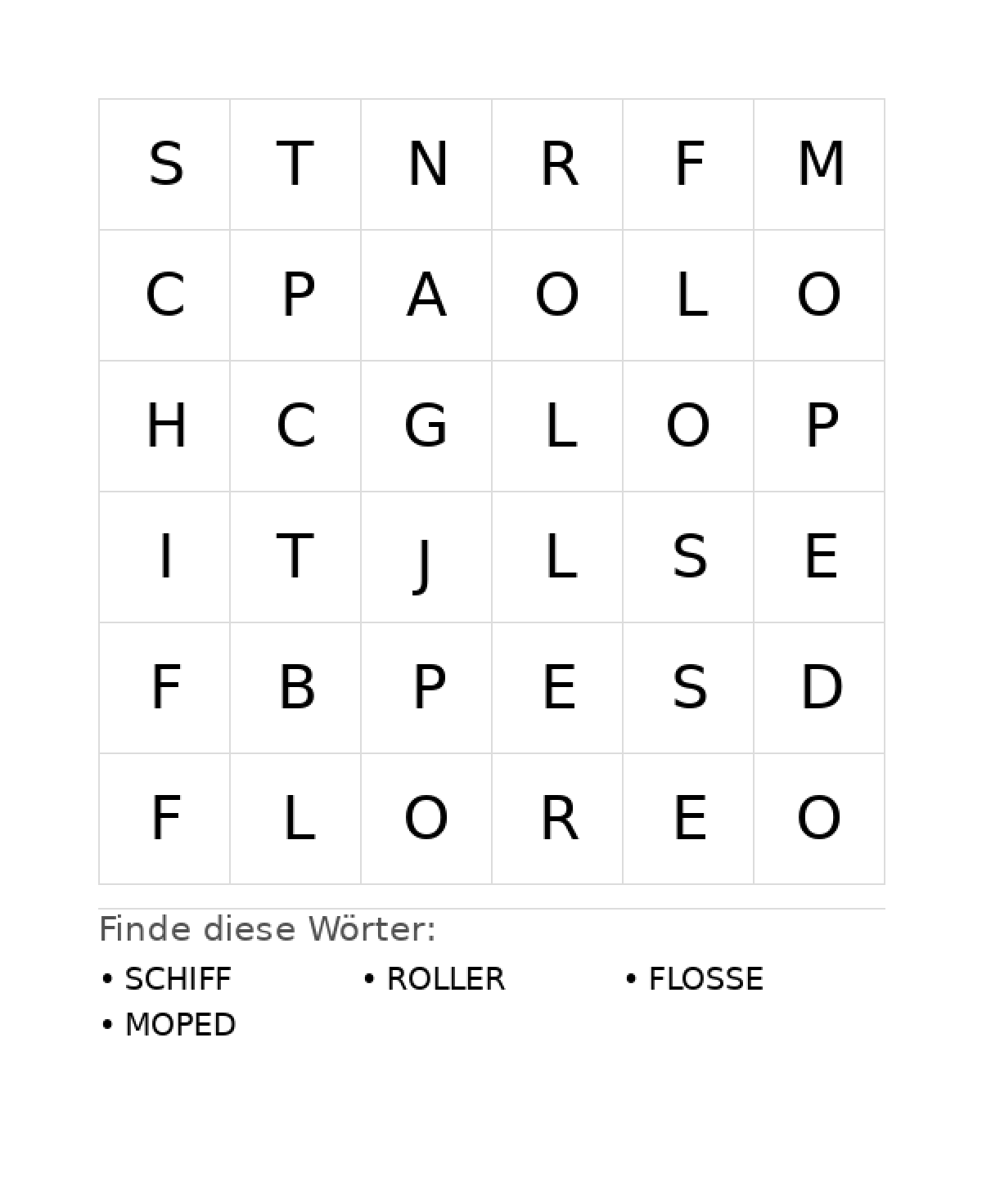 Wortsuchrätsel Wortsuchrätsel: Fahrzeuge für Kleinkinder aus der Kategorie Wortsuchrätsel - kostenlos ausdrucken