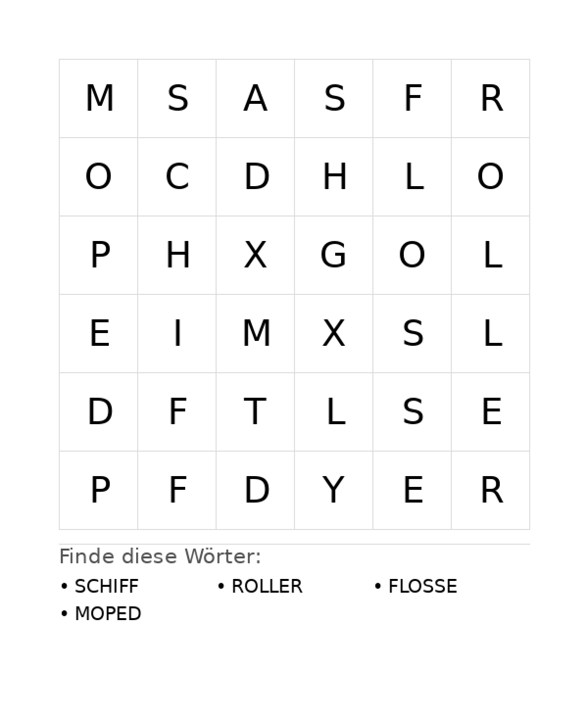 Wortsuchrätsel Wortsuchrätsel: Fahrzeuge für Kleinkinder aus der Kategorie Wortsuchrätsel - kostenlos ausdrucken