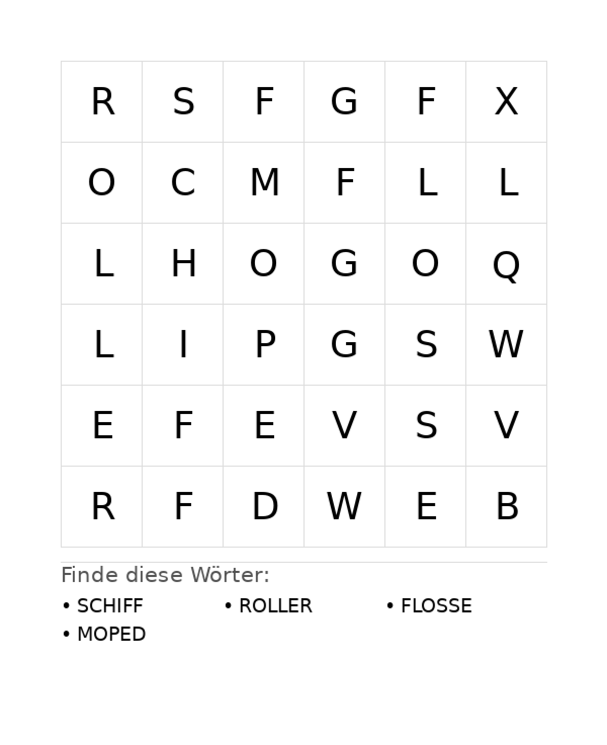 Wortsuchrätsel Wortsuchrätsel: Fahrzeuge für Kleinkinder aus der Kategorie Wortsuchrätsel - kostenlos ausdrucken