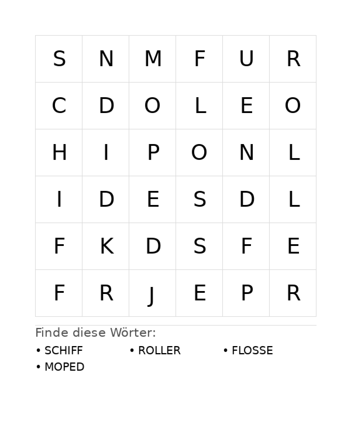 Wortsuchrätsel Wortsuchrätsel: Fahrzeuge für Kleinkinder aus der Kategorie Wortsuchrätsel - kostenlos ausdrucken