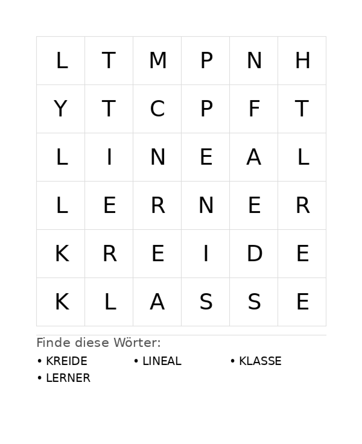 Wortsuchrätsel Wortsuchrätsel: Schule für Kleinkinder aus der Kategorie Wortsuchrätsel - kostenlos ausdrucken