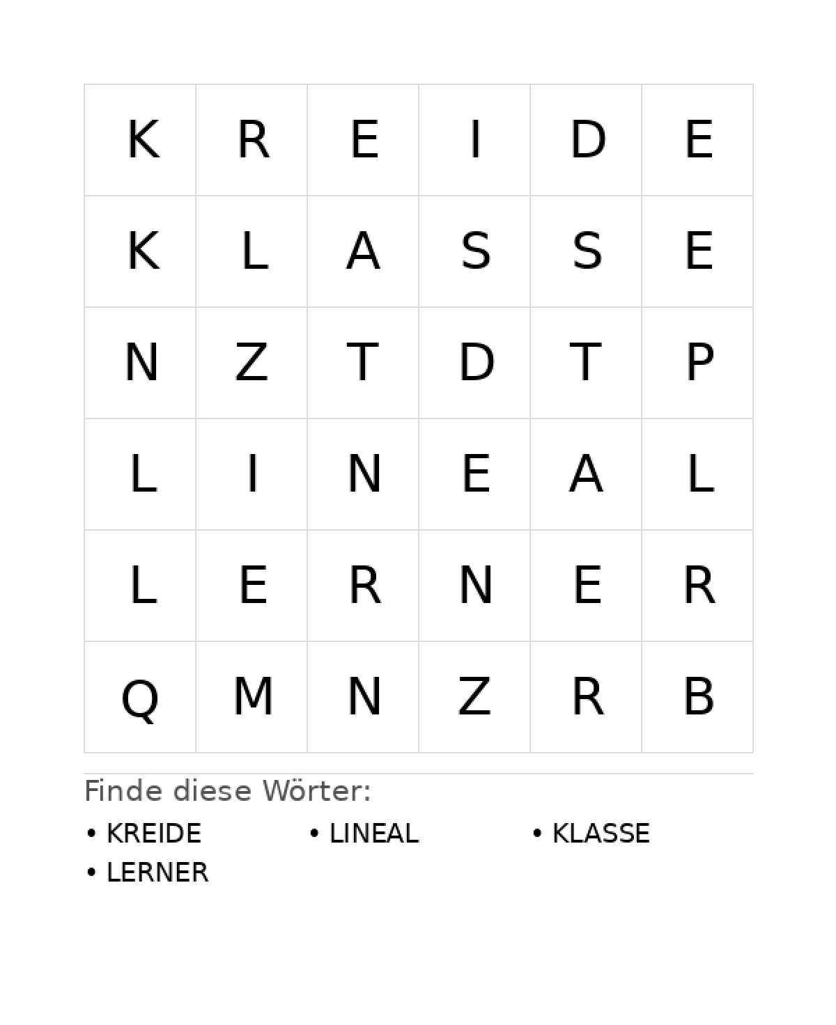 Wortsuchrätsel Wortsuchrätsel: Schule für Kleinkinder aus der Kategorie Wortsuchrätsel - kostenlos ausdrucken