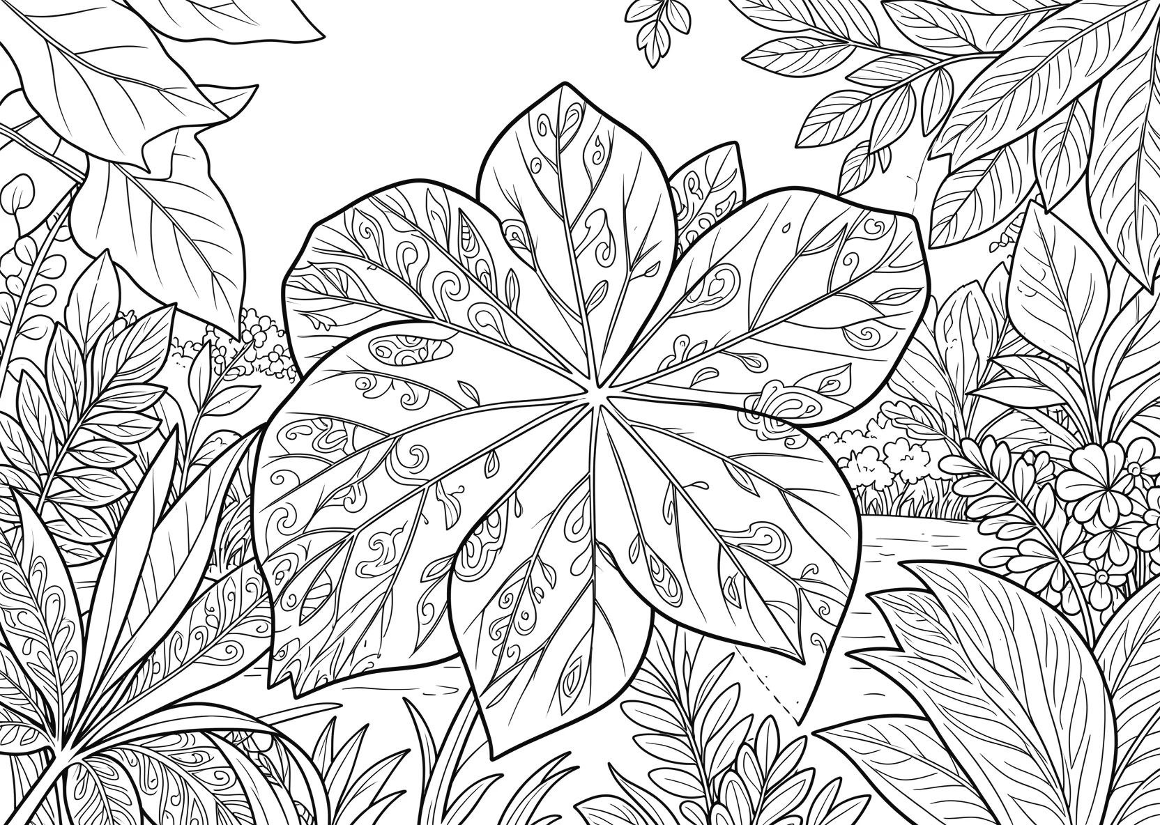 Ausmalbild Kleeblatt - Ausmalbild aus der Kategorie Natur - kostenlos ausdrucken