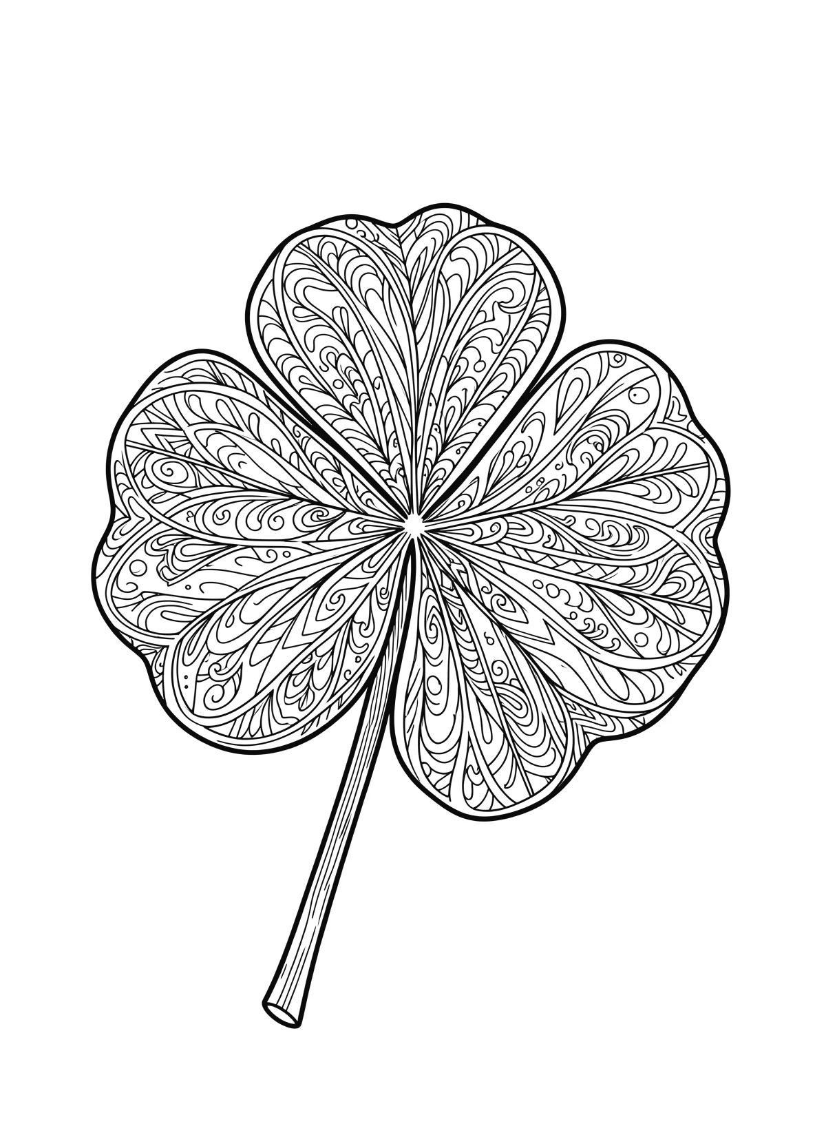Ausmalbild Vierblättriges Kleeblatt - Ausmalbild aus der Kategorie Natur - kostenlos ausdrucken
