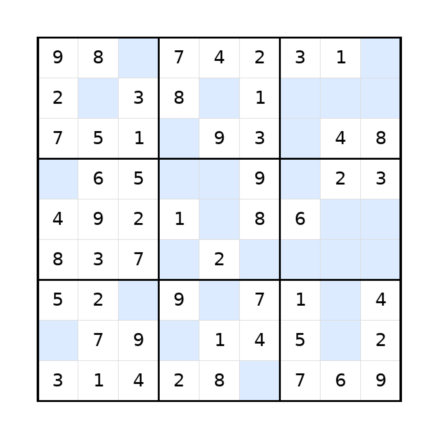 Sudoku-Rätsel Sudoku 9x9 (leicht) für Teenager aus der Kategorie Sudoku - kostenlos ausdrucken