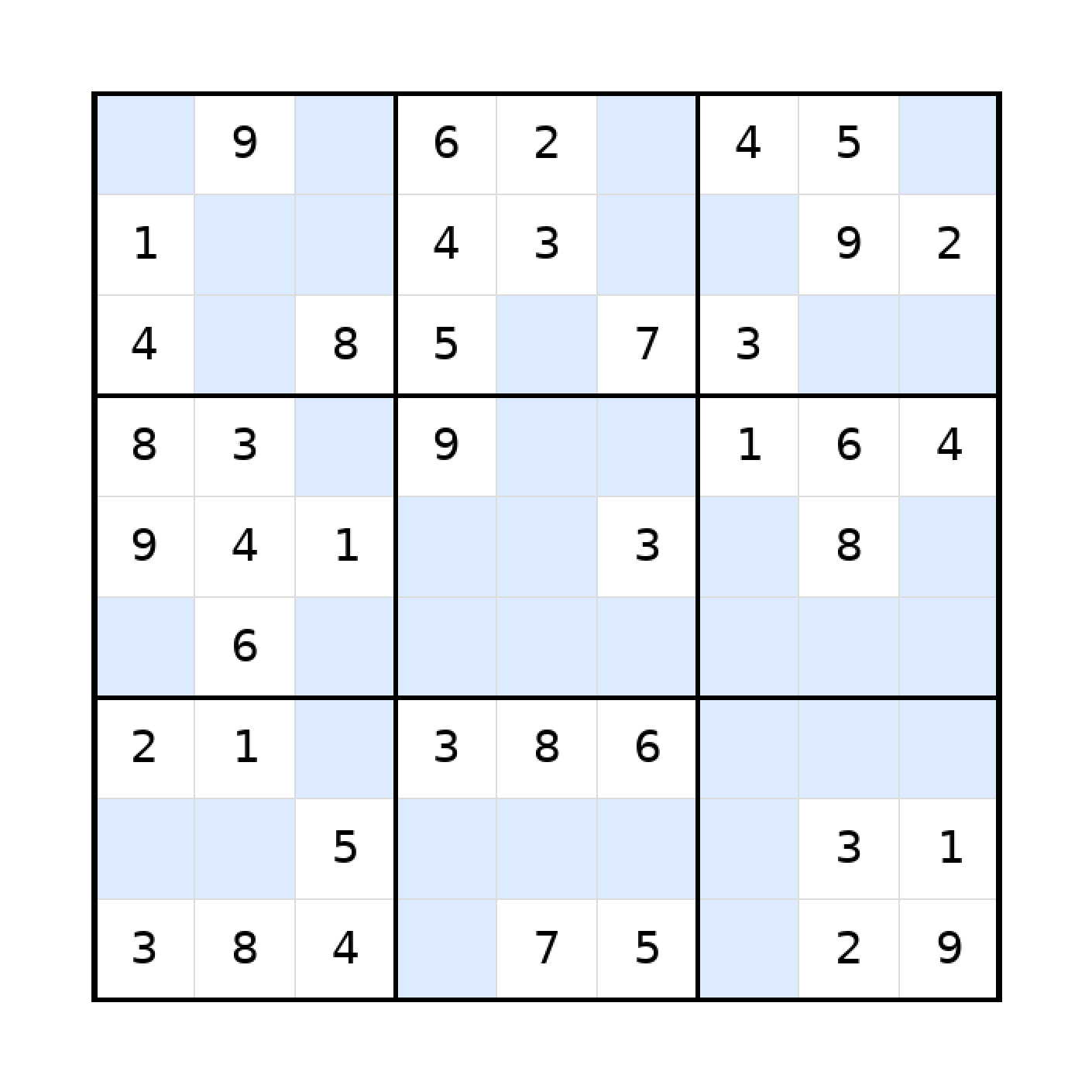 Sudoku-Rätsel Sudoku 9x9 (mittel) für Teenager aus der Kategorie Sudoku - kostenlos ausdrucken