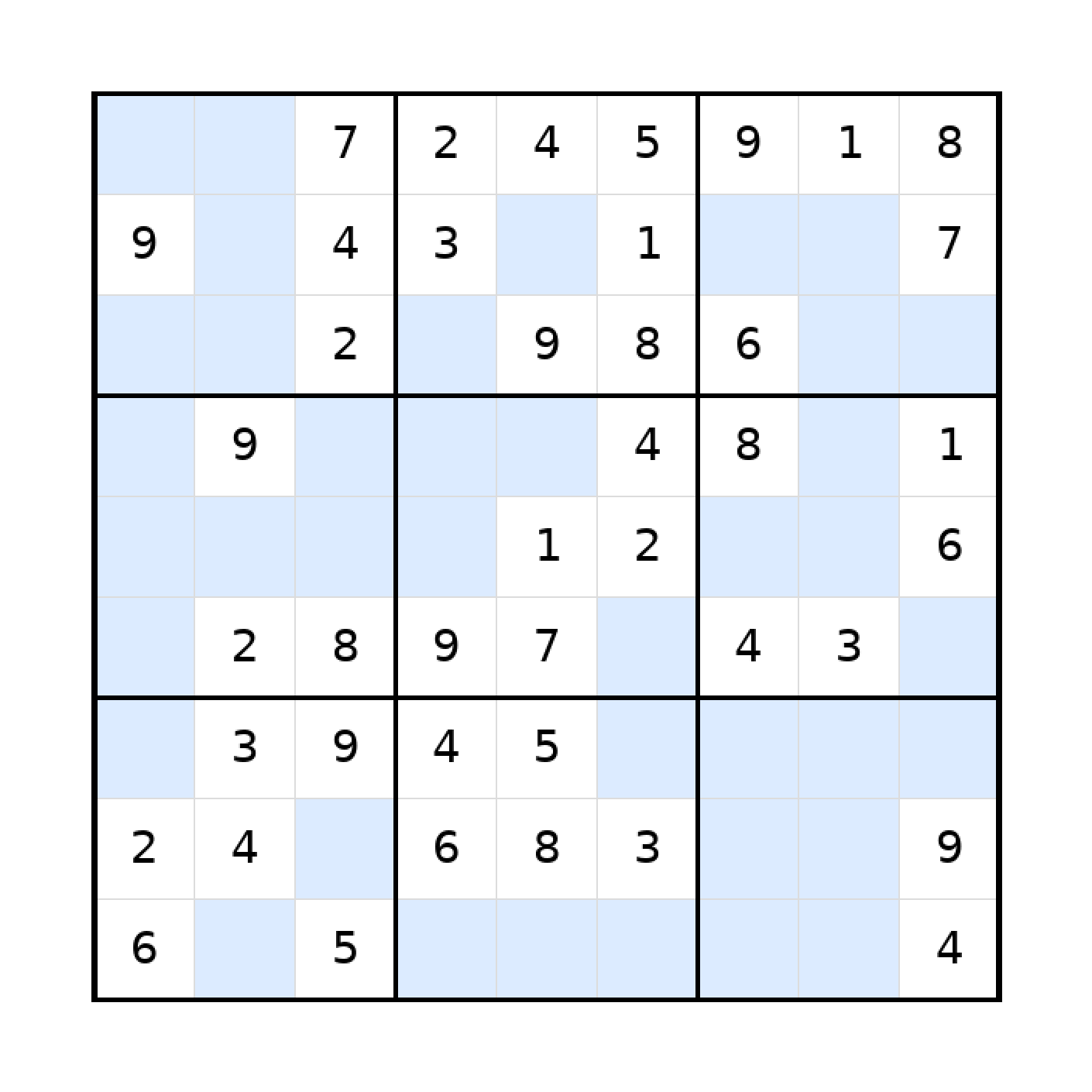 Sudoku-Rätsel Sudoku 9x9 (mittel) für Teenager aus der Kategorie Sudoku - kostenlos ausdrucken
