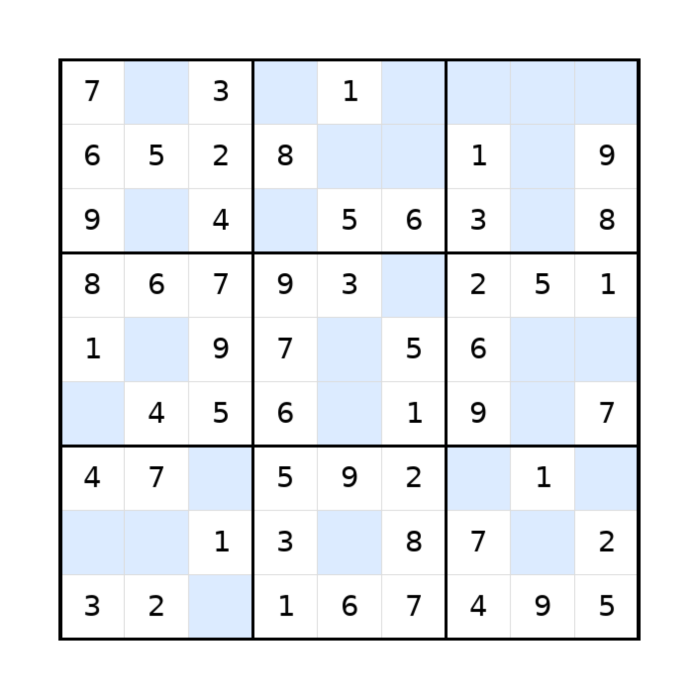 Sudoku-Rätsel Sudoku 9x9 (leicht) für Teenager aus der Kategorie Sudoku - kostenlos ausdrucken