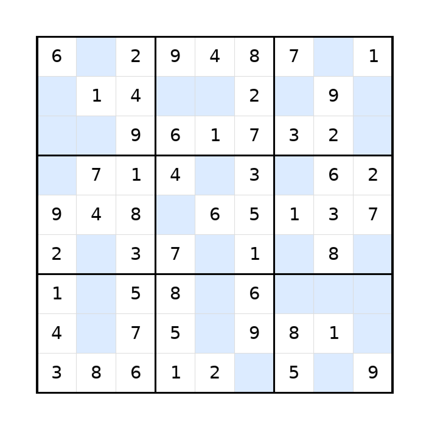 Sudoku-Rätsel Sudoku 9x9 (leicht) für Teenager aus der Kategorie Sudoku - kostenlos ausdrucken