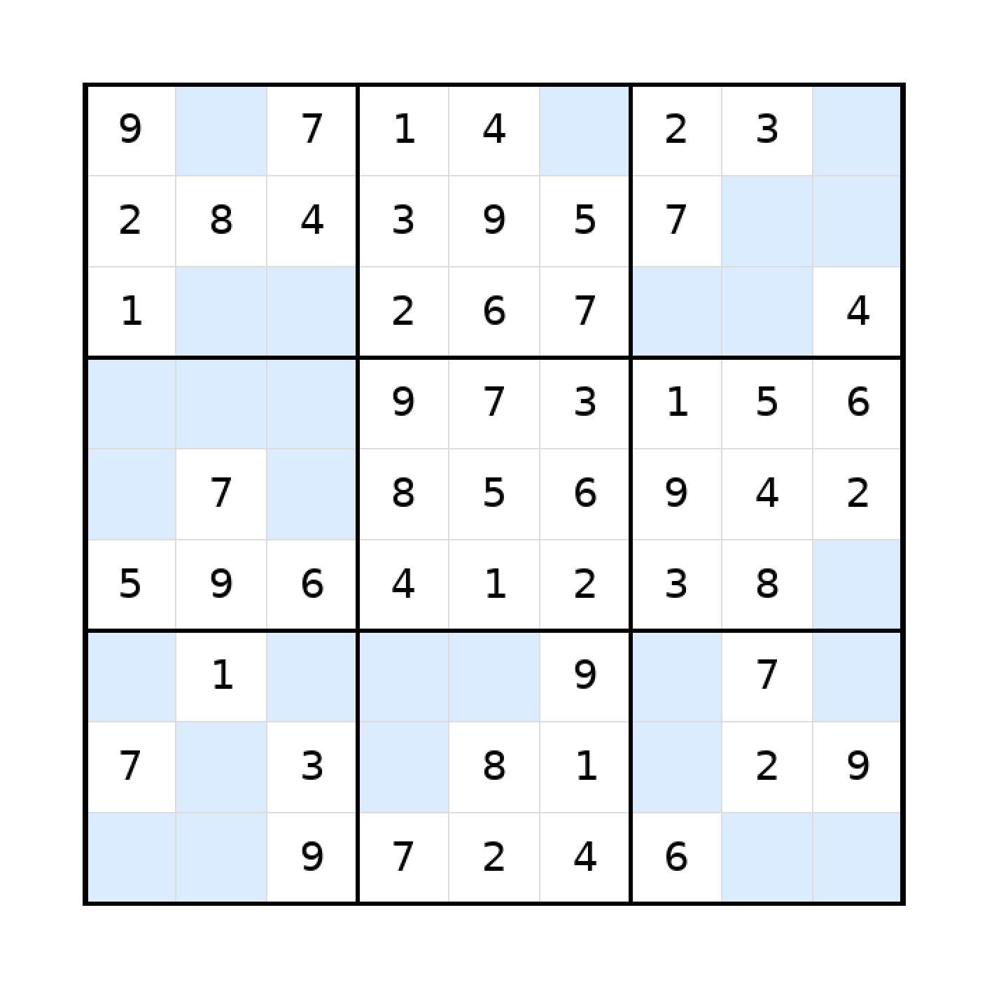Sudoku-Rätsel Sudoku 9x9 (leicht) für Teenager aus der Kategorie Sudoku - kostenlos ausdrucken