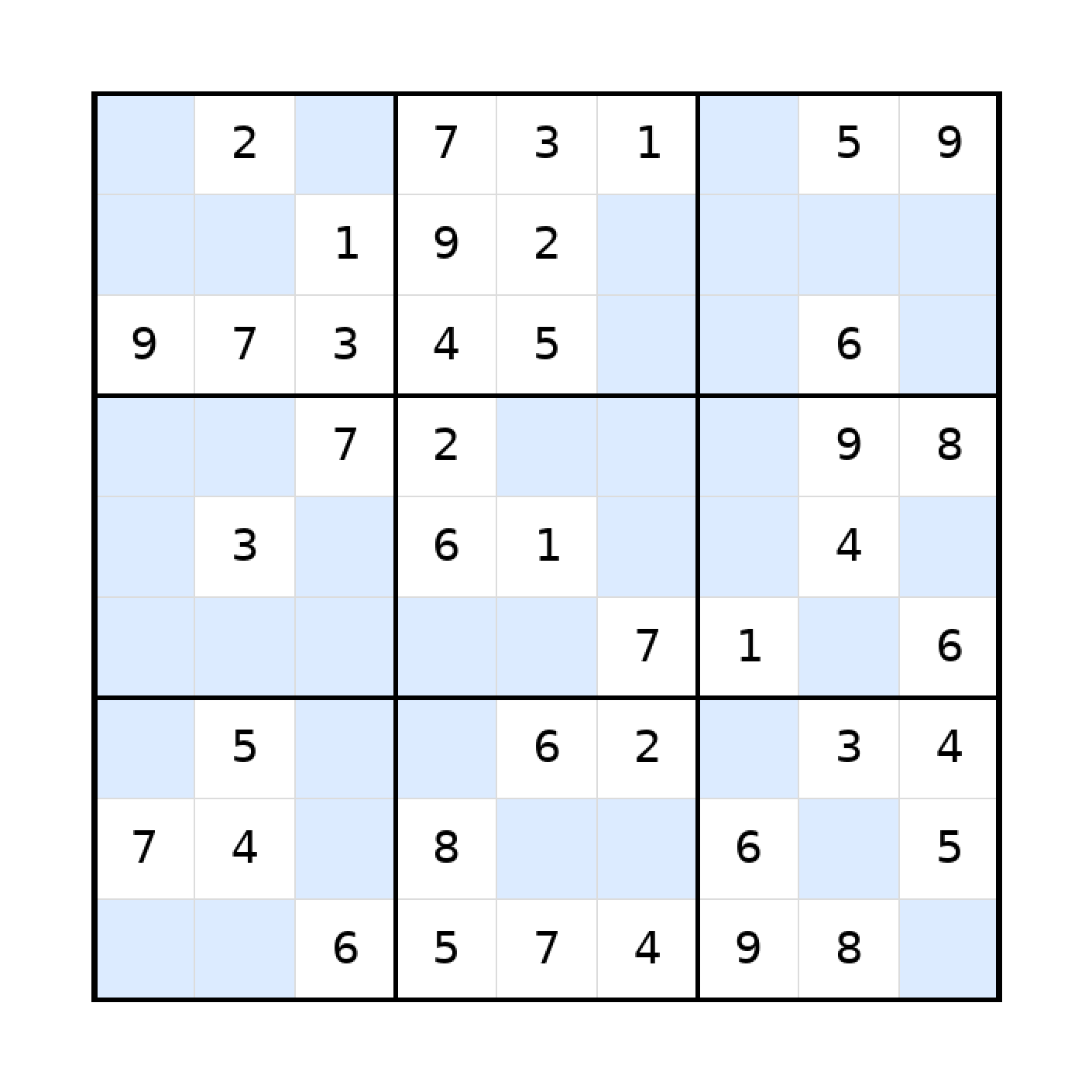 Sudoku-Rätsel Sudoku 9x9 (mittel) für Teenager aus der Kategorie Sudoku - kostenlos ausdrucken