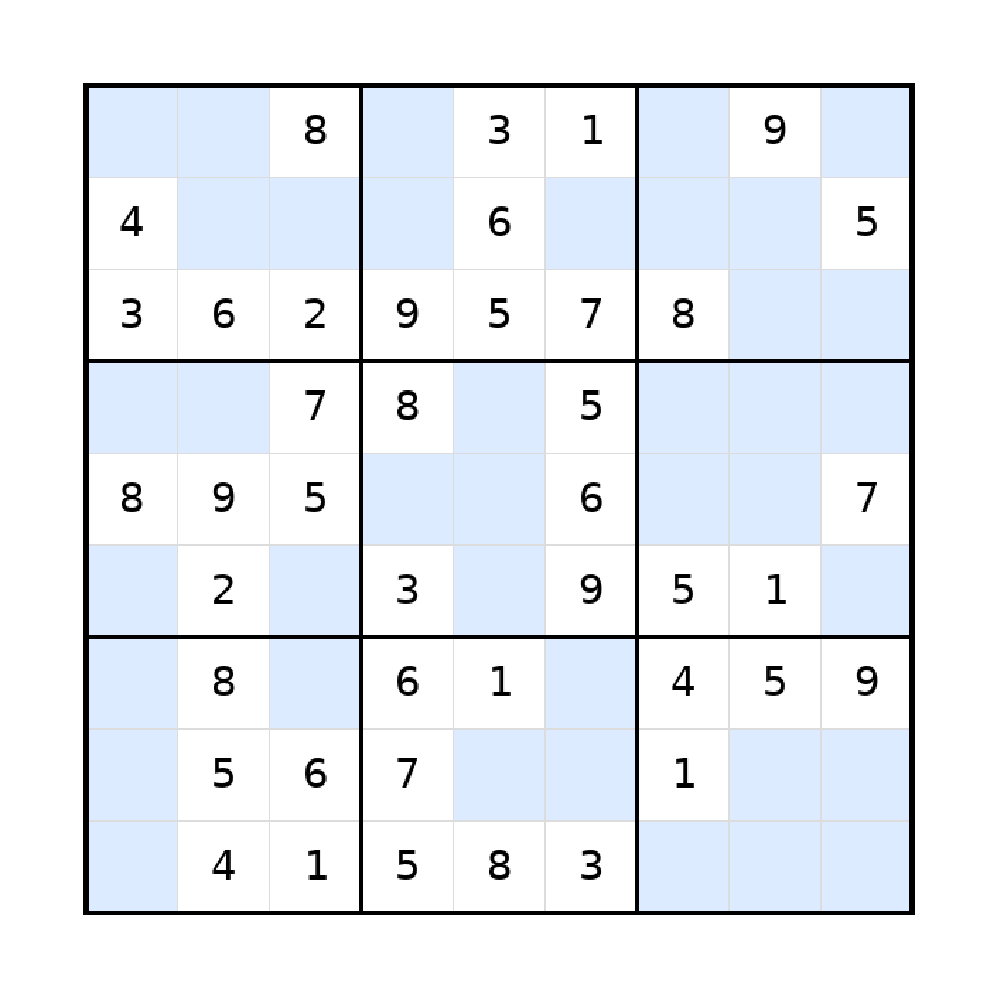 Sudoku-Rätsel Sudoku 9x9 (mittel) für Teenager aus der Kategorie Sudoku - kostenlos ausdrucken