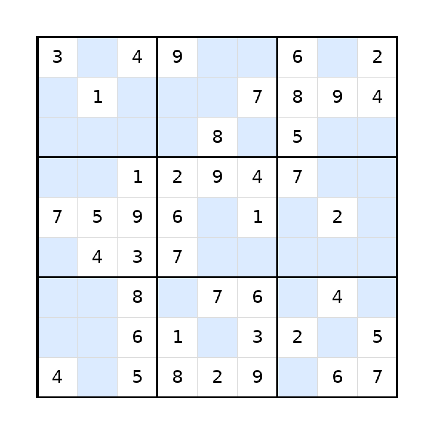 Sudoku-Rätsel Sudoku 9x9 (mittel) für Teenager aus der Kategorie Sudoku - kostenlos ausdrucken
