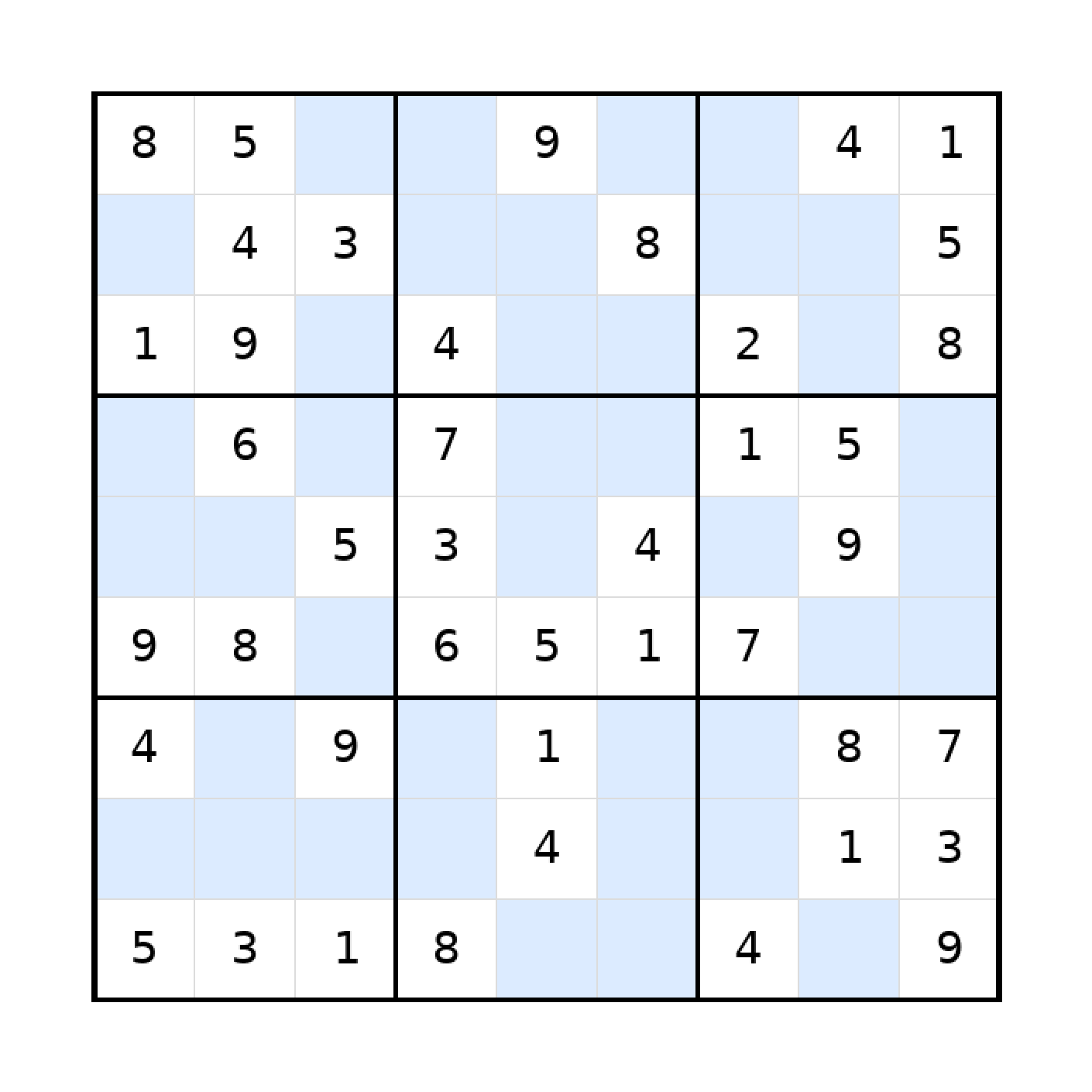 Sudoku-Rätsel Sudoku 9x9 (mittel) für Teenager aus der Kategorie Sudoku - kostenlos ausdrucken
