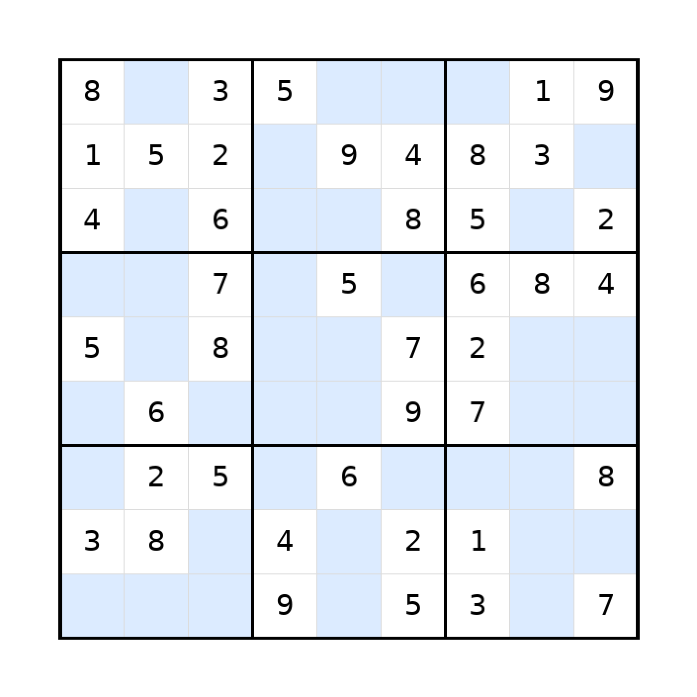 Sudoku-Rätsel Sudoku 9x9 (mittel) für Teenager aus der Kategorie Sudoku - kostenlos ausdrucken