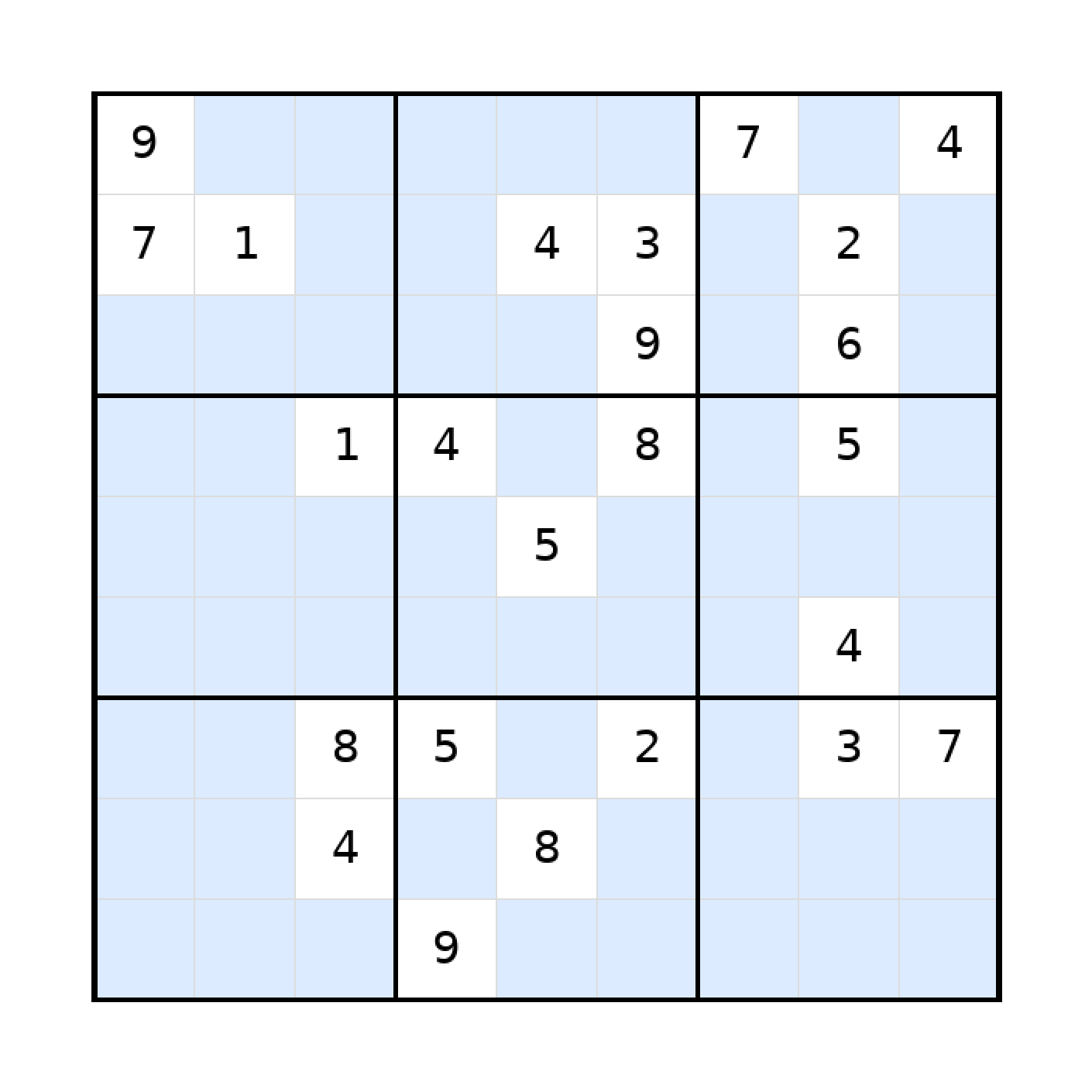 Sudoku-Rätsel Sudoku 9x9 (schwer) für Teenager aus der Kategorie Sudoku - kostenlos ausdrucken