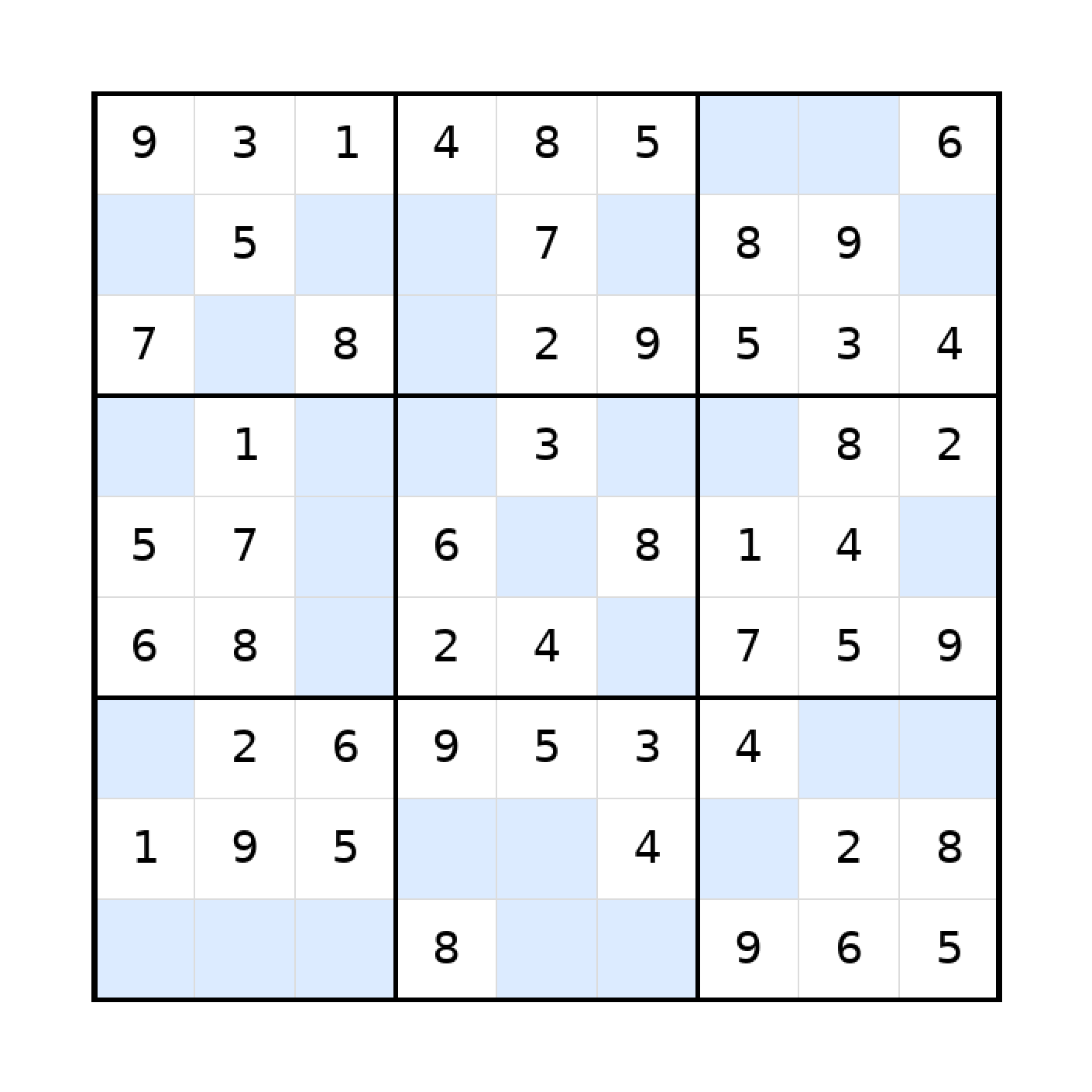 Sudoku-Rätsel Sudoku 9x9 (leicht) für Teenager aus der Kategorie Sudoku - kostenlos ausdrucken