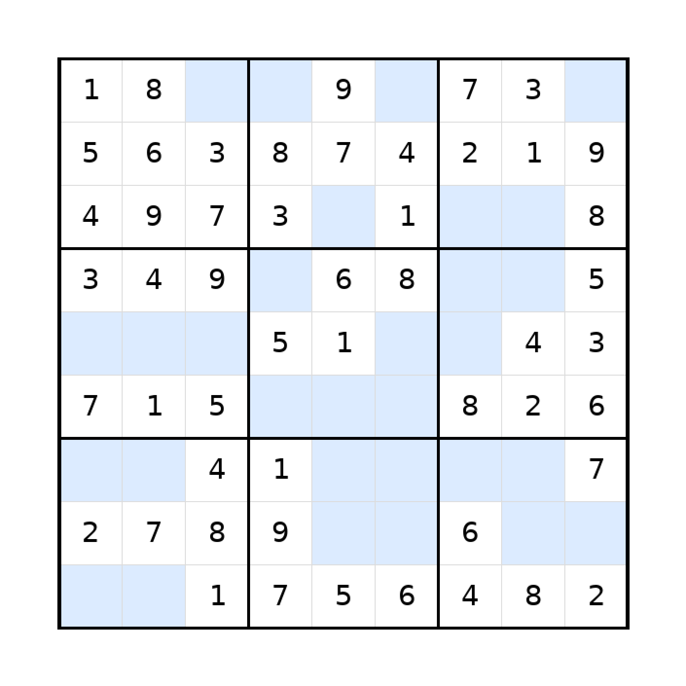 Sudoku-Rätsel Sudoku 9x9 (leicht) für Teenager aus der Kategorie Sudoku - kostenlos ausdrucken