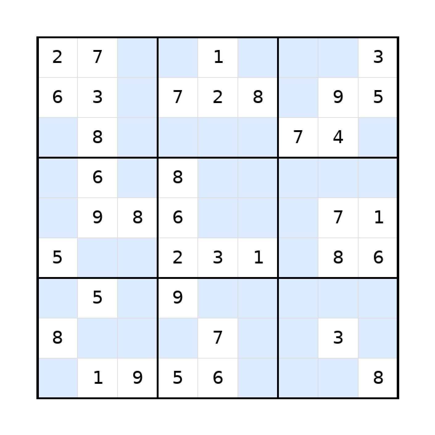 Sudoku-Rätsel Sudoku 9x9 (mittel) für Teenager aus der Kategorie Sudoku - kostenlos ausdrucken