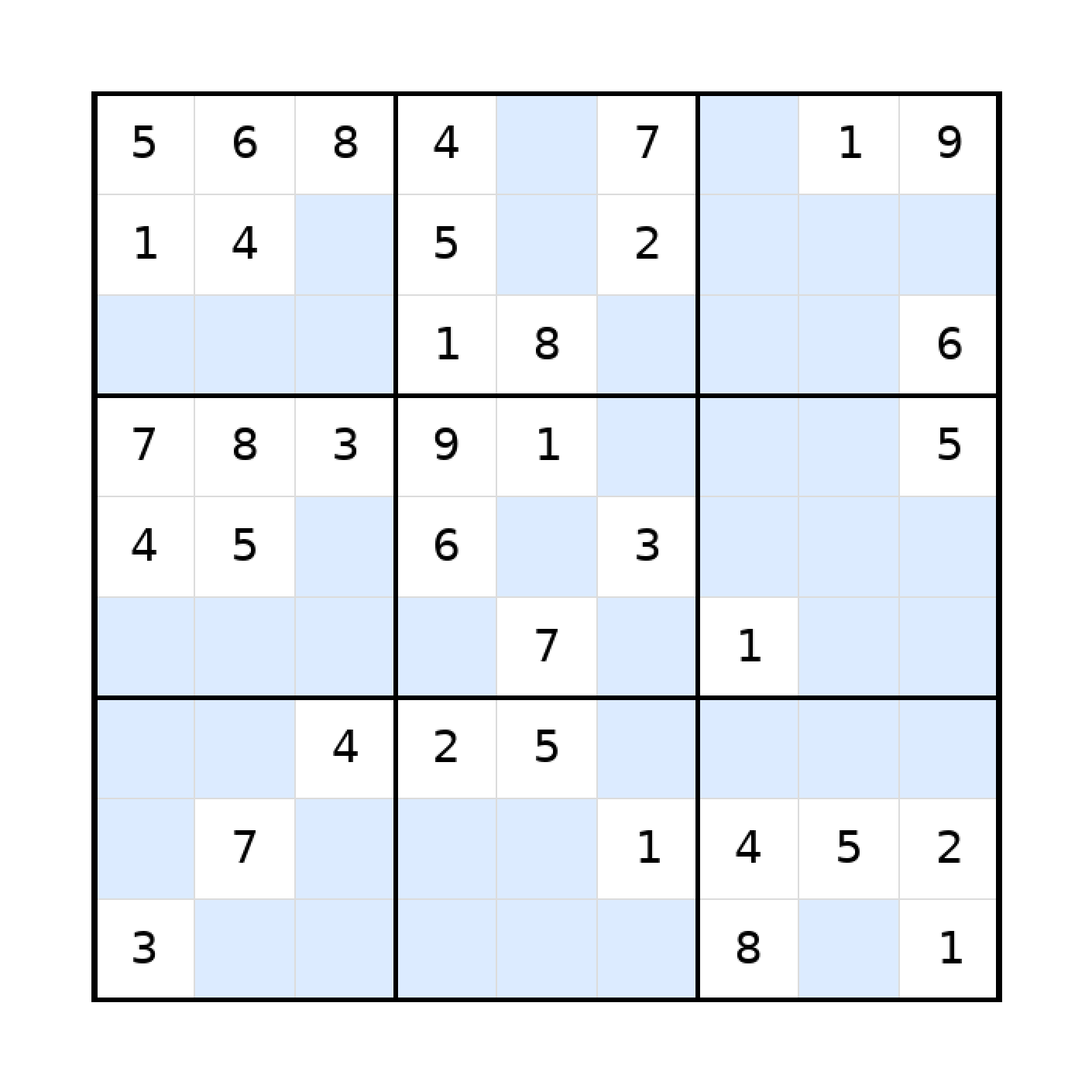 Sudoku-Rätsel Sudoku 9x9 (mittel) für Teenager aus der Kategorie Sudoku - kostenlos ausdrucken