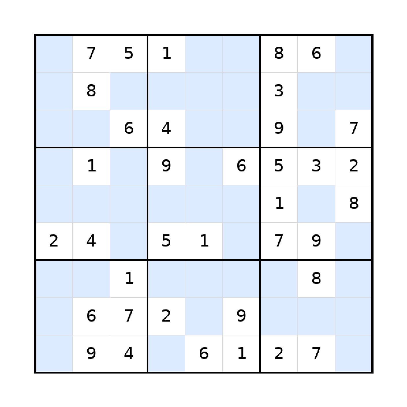 Sudoku-Rätsel Sudoku 9x9 (mittel) für Teenager aus der Kategorie Sudoku - kostenlos ausdrucken