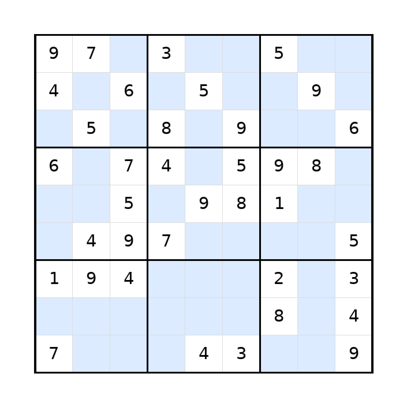 Sudoku-Rätsel Sudoku 9x9 (mittel) für Teenager aus der Kategorie Sudoku - kostenlos ausdrucken