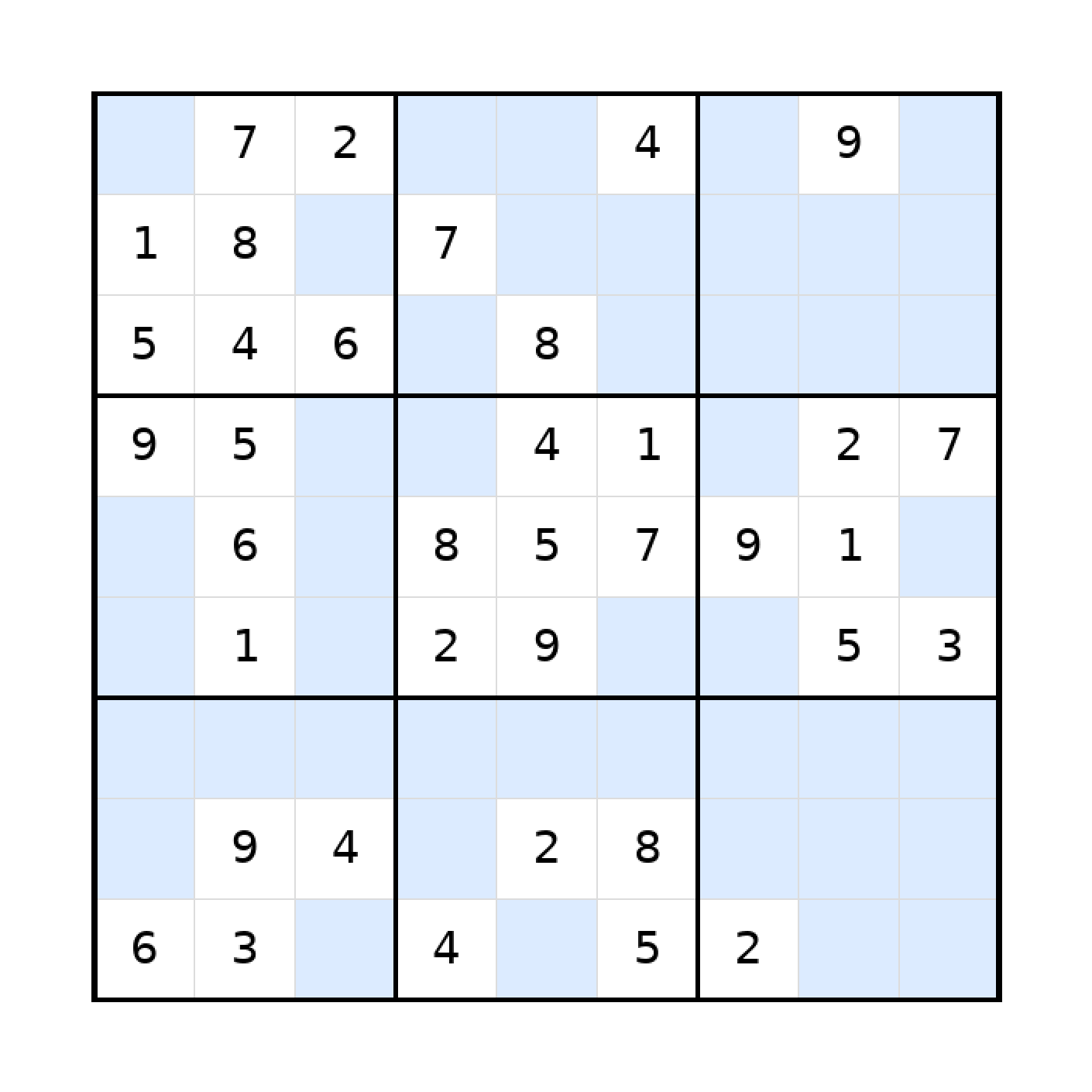 Sudoku-Rätsel Sudoku 9x9 (mittel) für Teenager aus der Kategorie Sudoku - kostenlos ausdrucken
