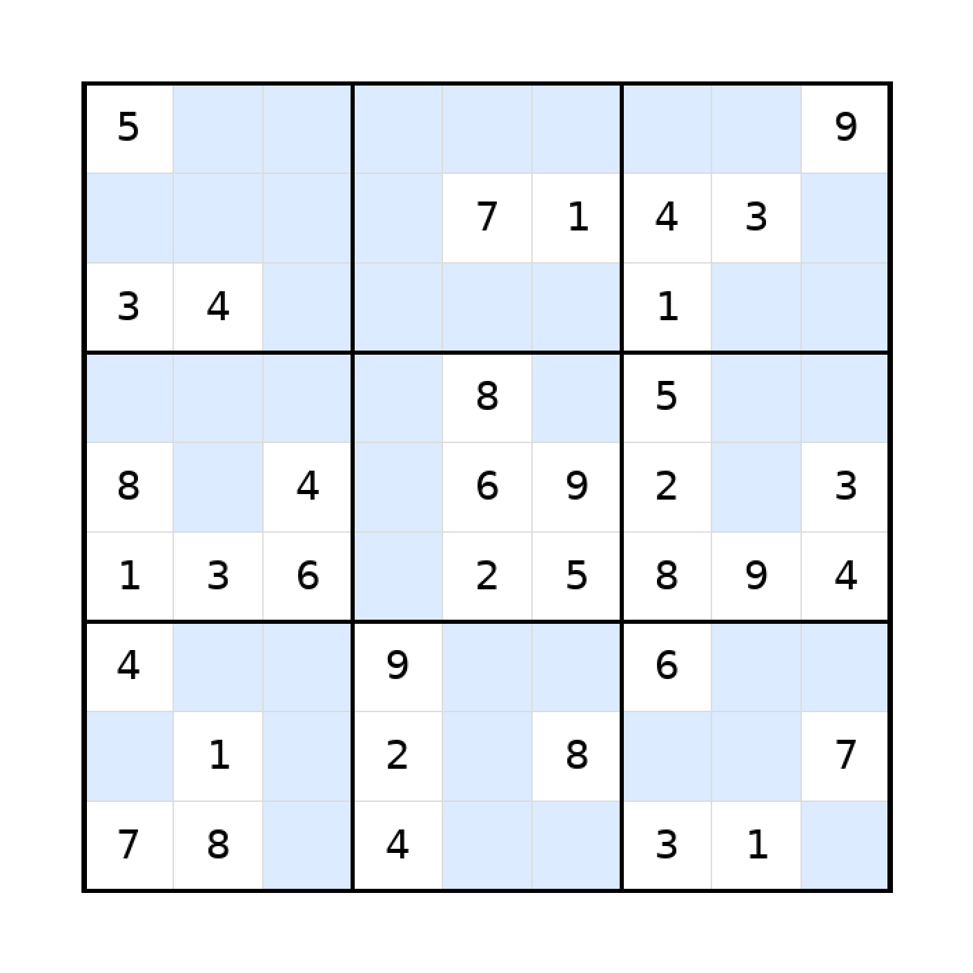 Sudoku-Rätsel Sudoku 9x9 (mittel) für Teenager aus der Kategorie Sudoku - kostenlos ausdrucken