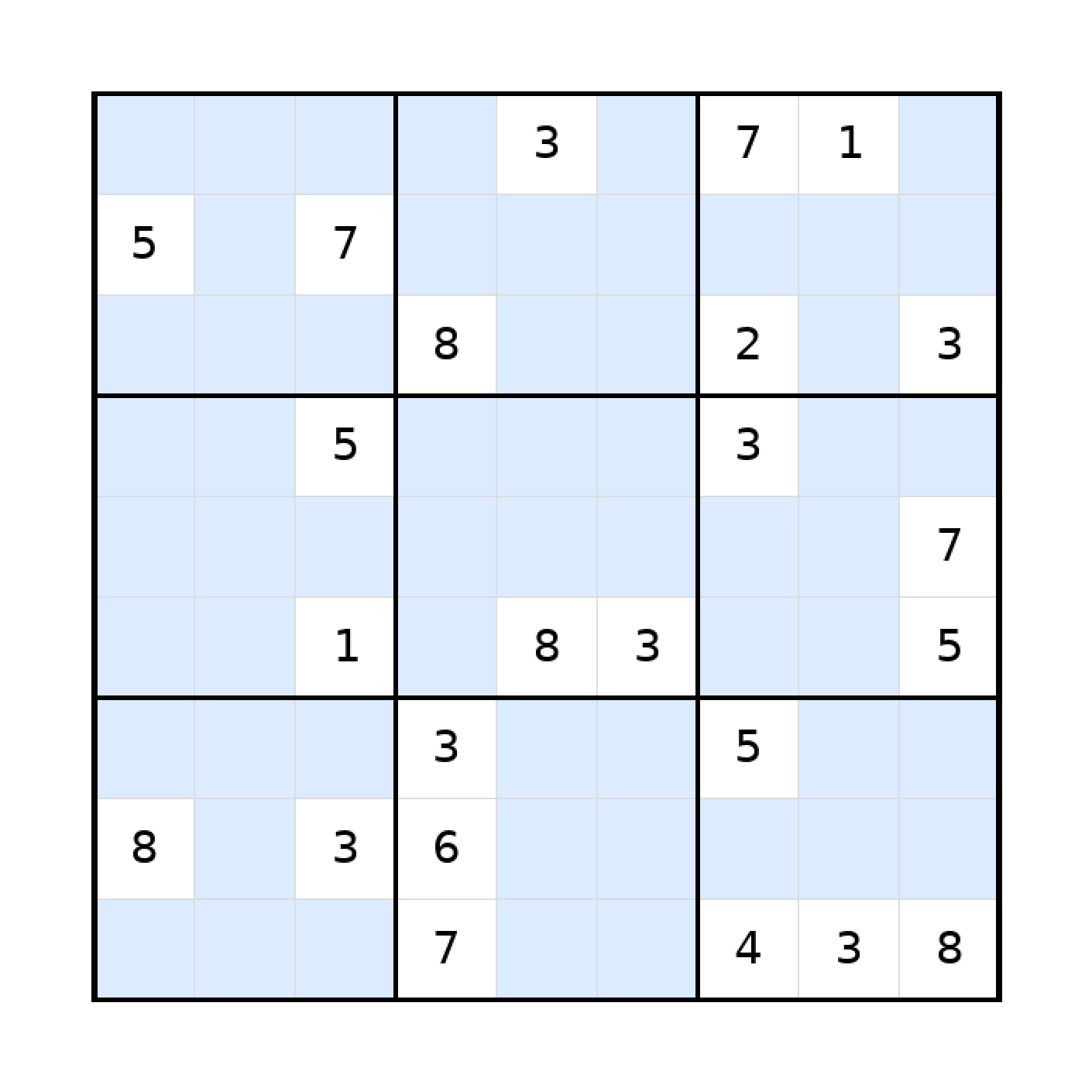 Sudoku-Rätsel Sudoku 9x9 (schwer) für Teenager aus der Kategorie Sudoku - kostenlos ausdrucken