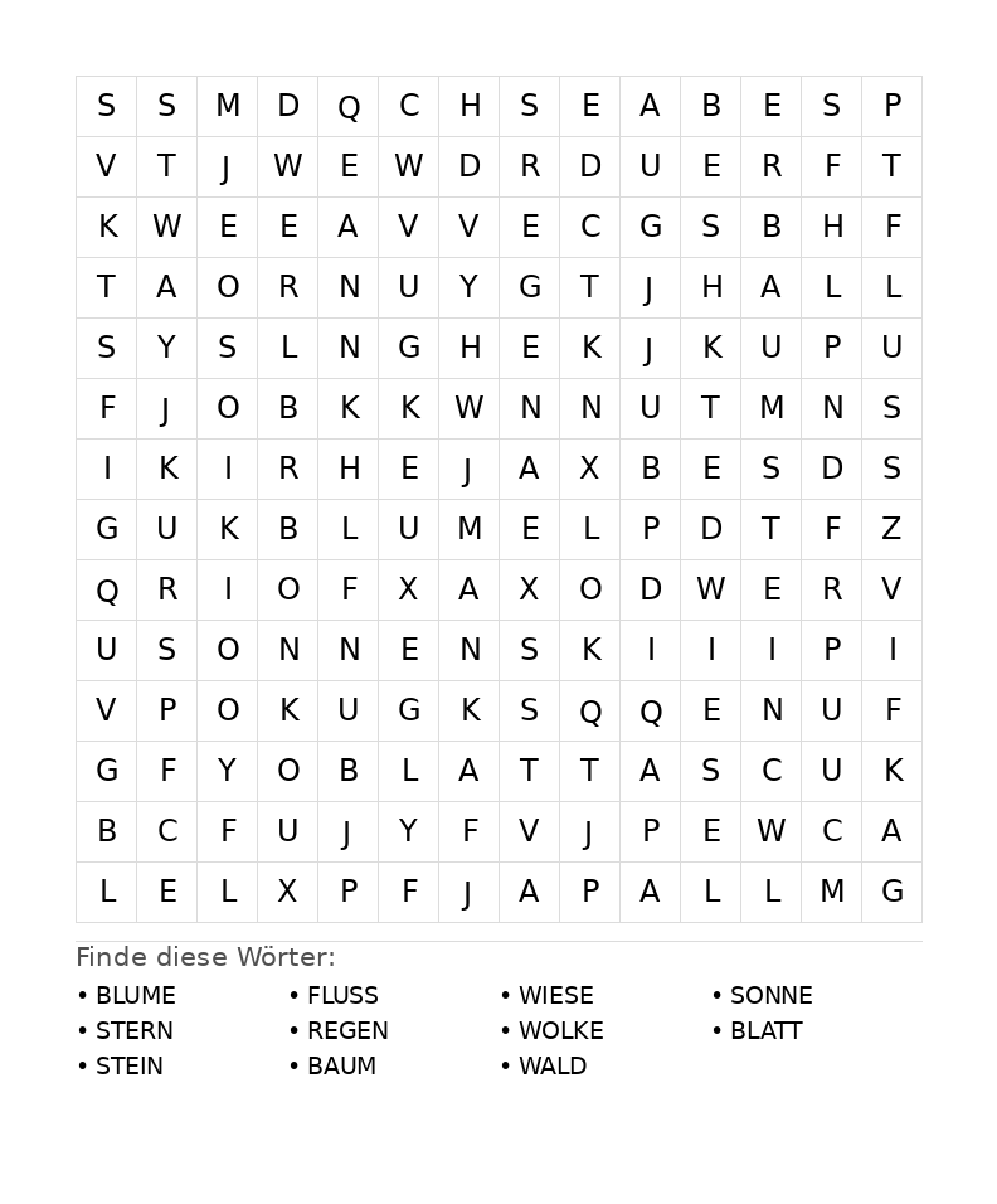 Wortsuchrätsel Wortsuchrätsel: Natur für Teenager aus der Kategorie Wortsuchrätsel - kostenlos ausdrucken