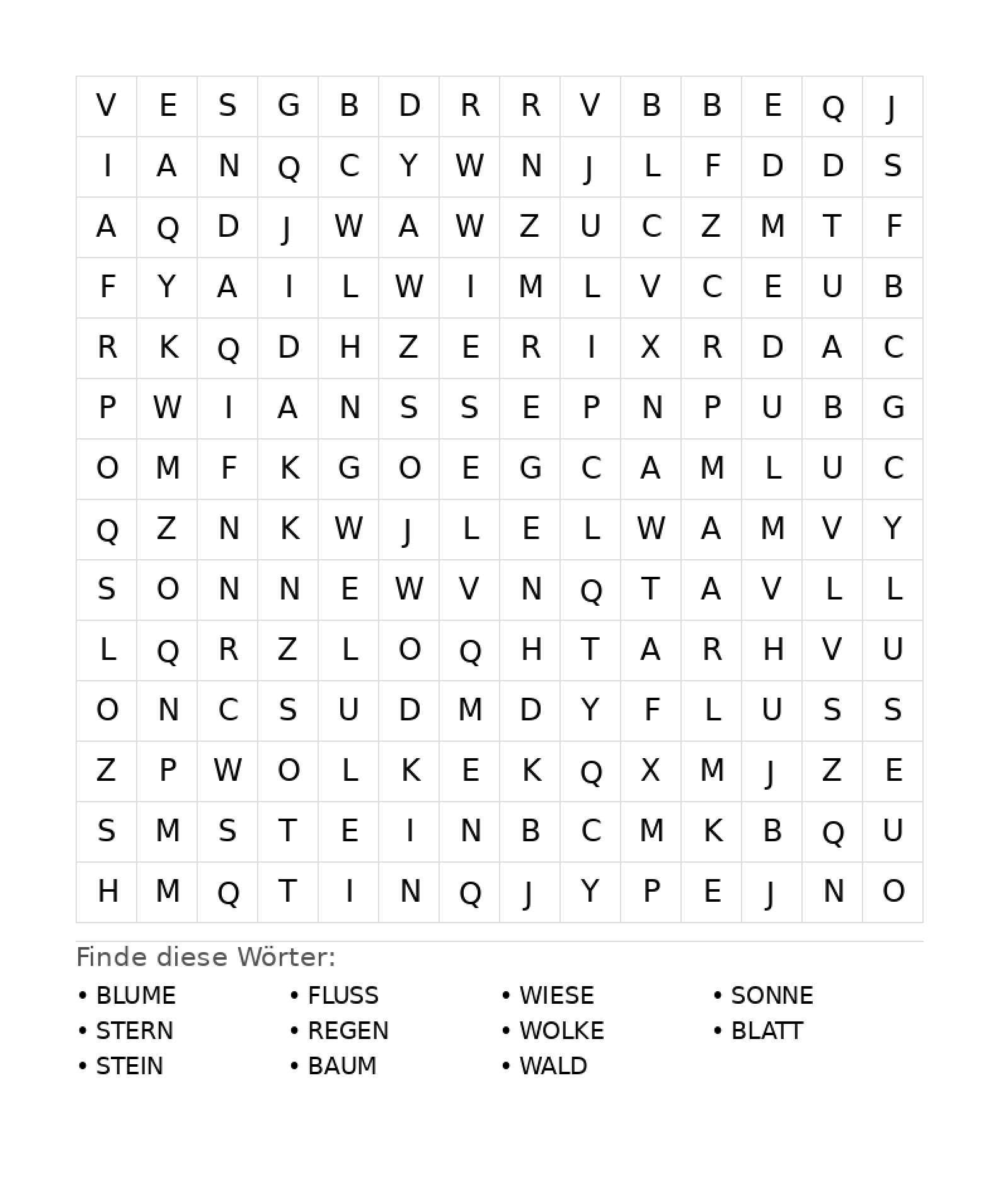 Wortsuchrätsel Wortsuchrätsel: Natur für Teenager aus der Kategorie Wortsuchrätsel - kostenlos ausdrucken
