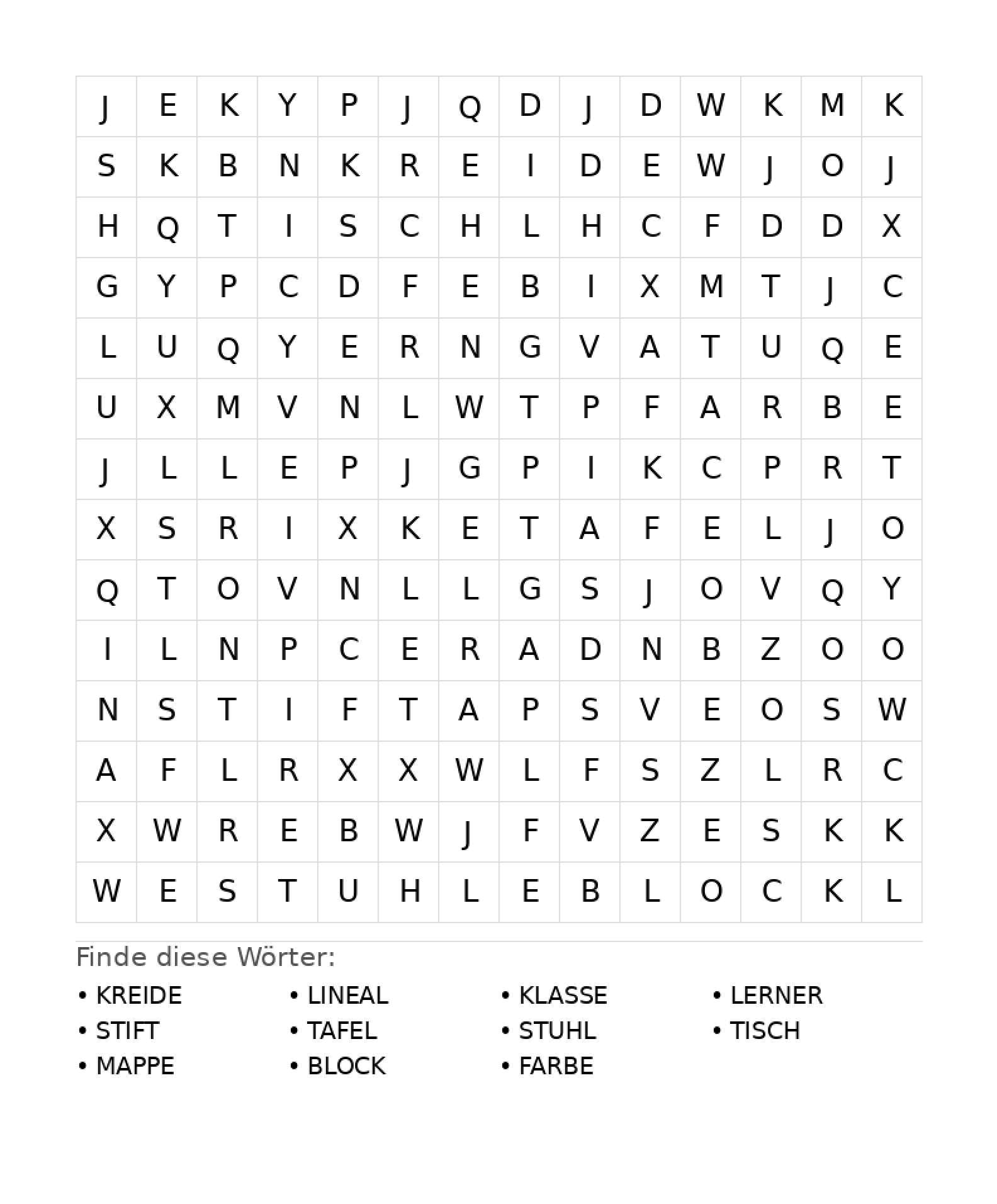 Wortsuchrätsel Wortsuchrätsel: Schule für Teenager aus der Kategorie Wortsuchrätsel - kostenlos ausdrucken