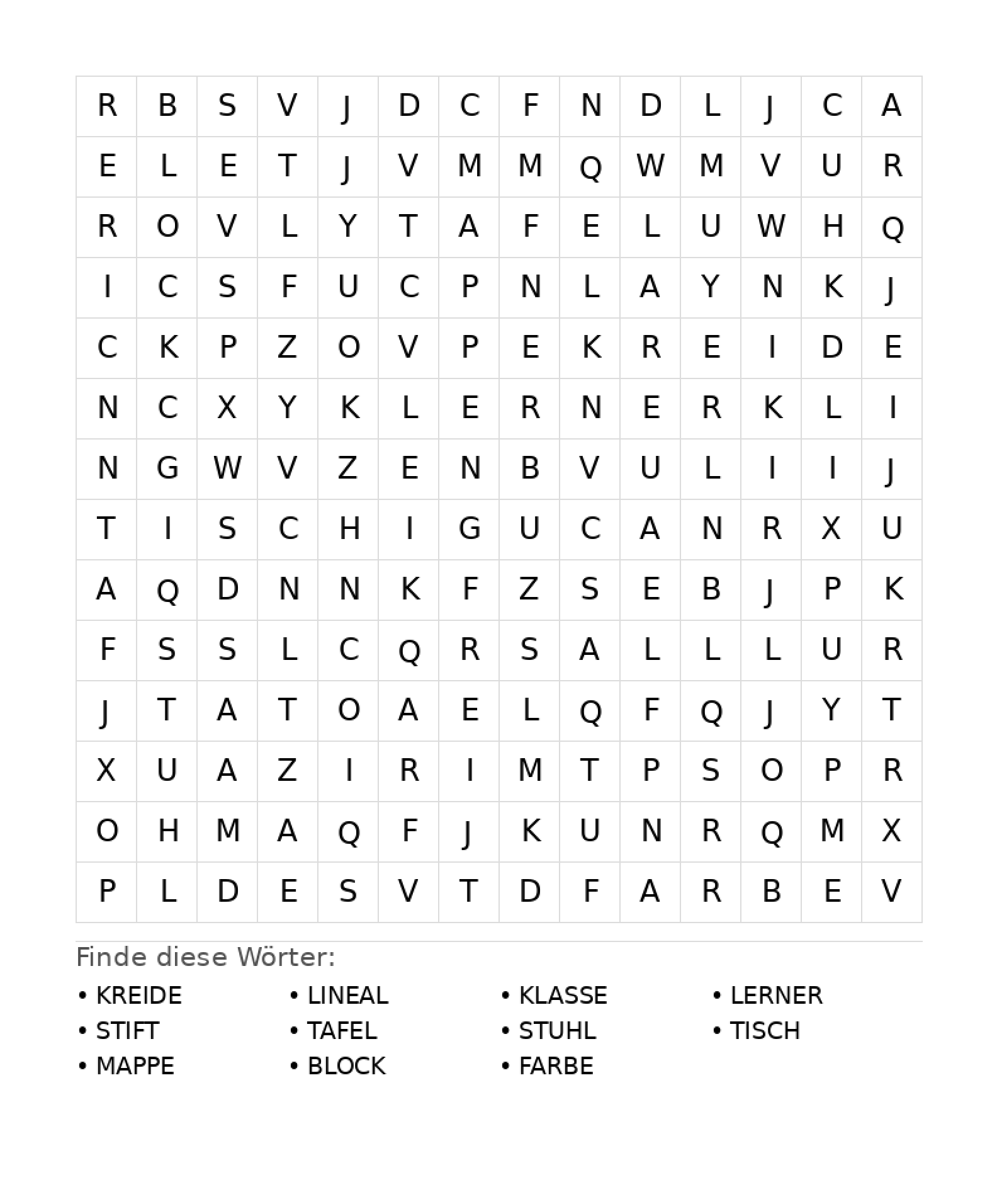 Wortsuchrätsel Wortsuchrätsel: Schule für Teenager aus der Kategorie Wortsuchrätsel - kostenlos ausdrucken