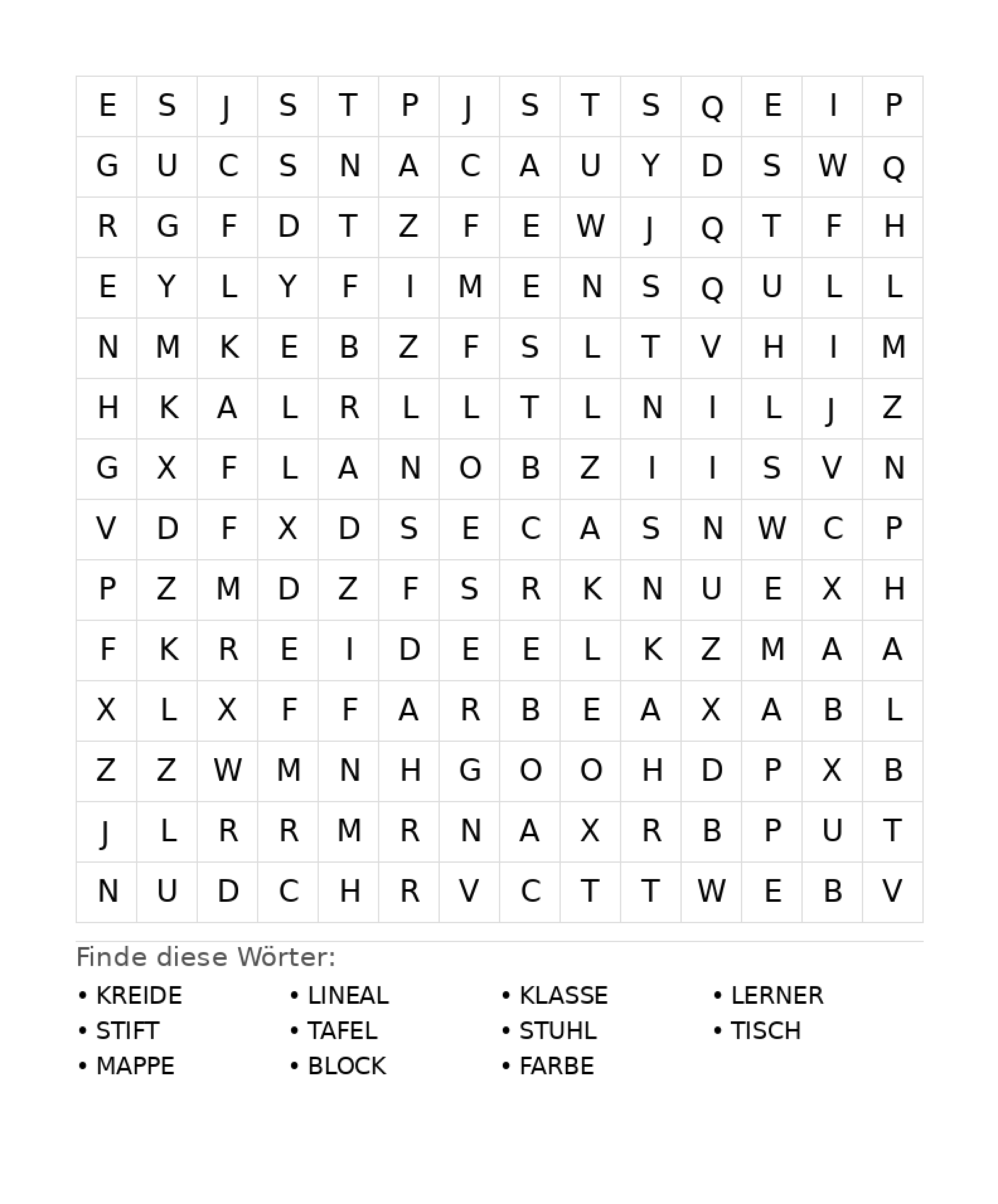Wortsuchrätsel Wortsuchrätsel: Schule für Teenager aus der Kategorie Wortsuchrätsel - kostenlos ausdrucken
