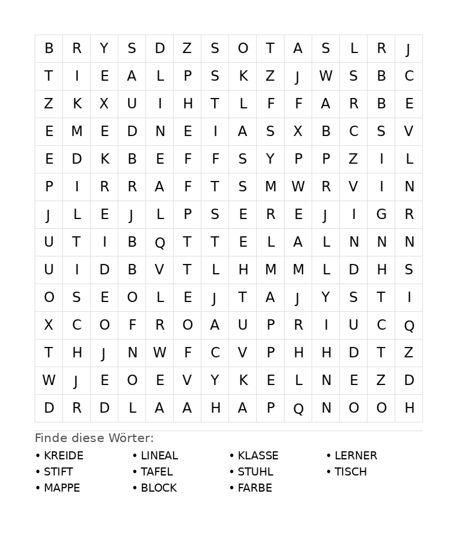 Wortsuchrätsel Wortsuchrätsel: Schule für Teenager aus der Kategorie Wortsuchrätsel - kostenlos ausdrucken