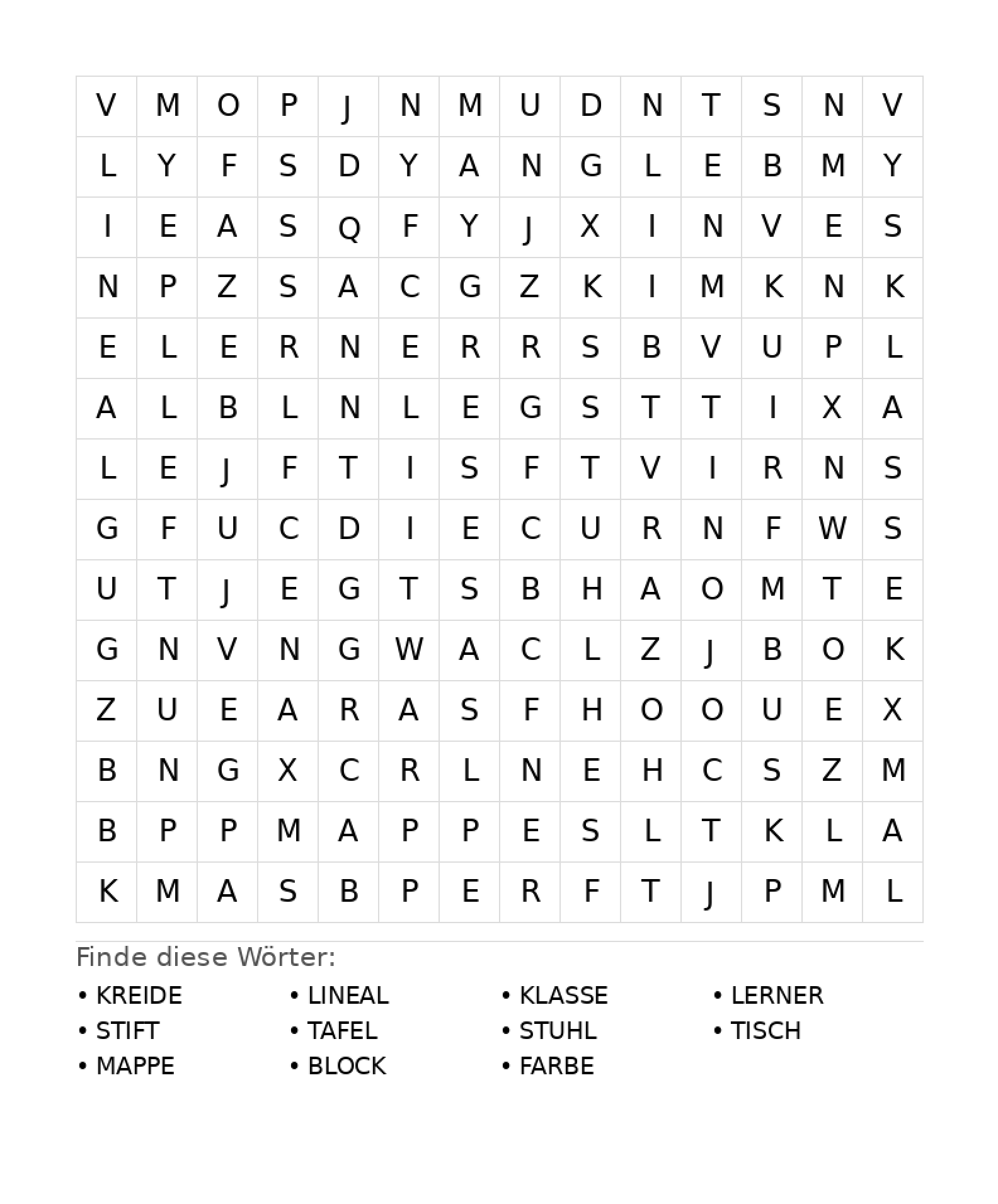 Wortsuchrätsel Wortsuchrätsel: Schule für Teenager aus der Kategorie Wortsuchrätsel - kostenlos ausdrucken