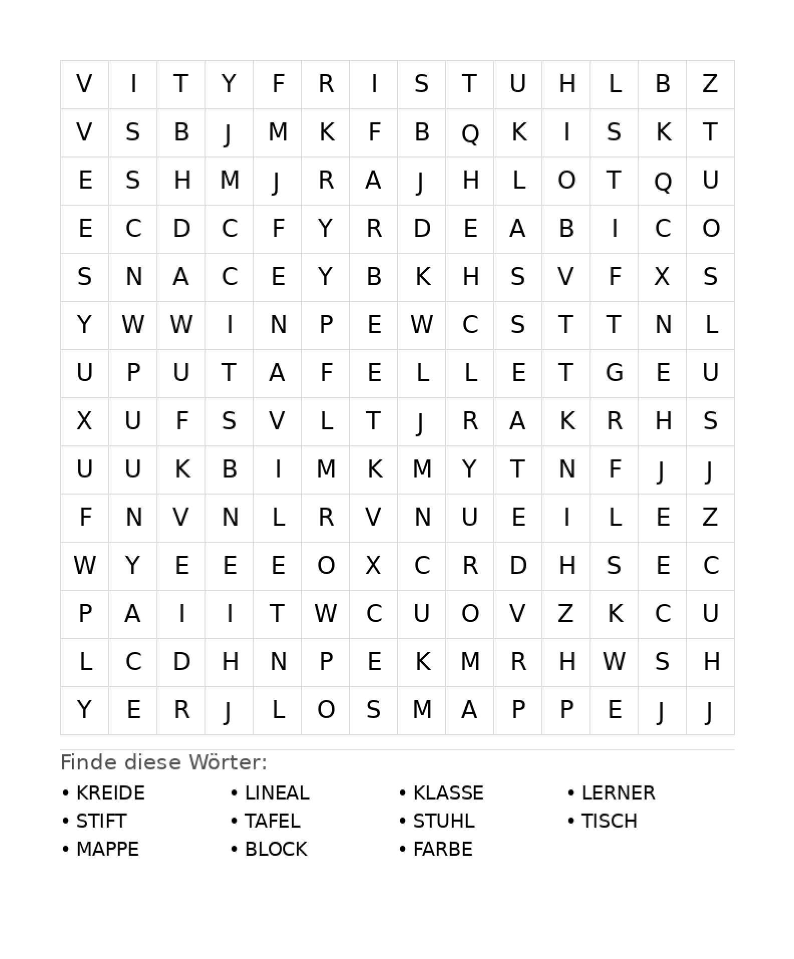 Wortsuchrätsel Wortsuchrätsel: Schule für Teenager aus der Kategorie Wortsuchrätsel - kostenlos ausdrucken