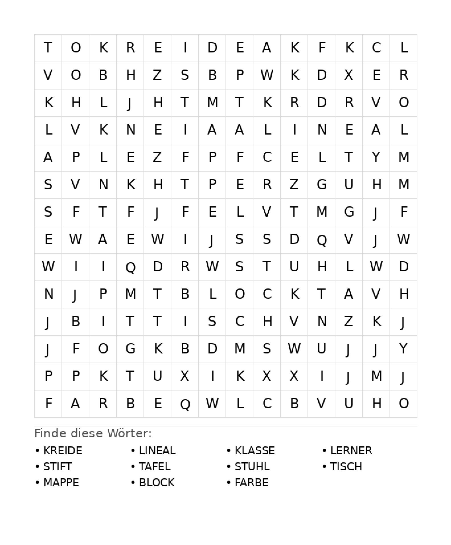 Wortsuchrätsel Wortsuchrätsel: Schule für Teenager aus der Kategorie Wortsuchrätsel - kostenlos ausdrucken