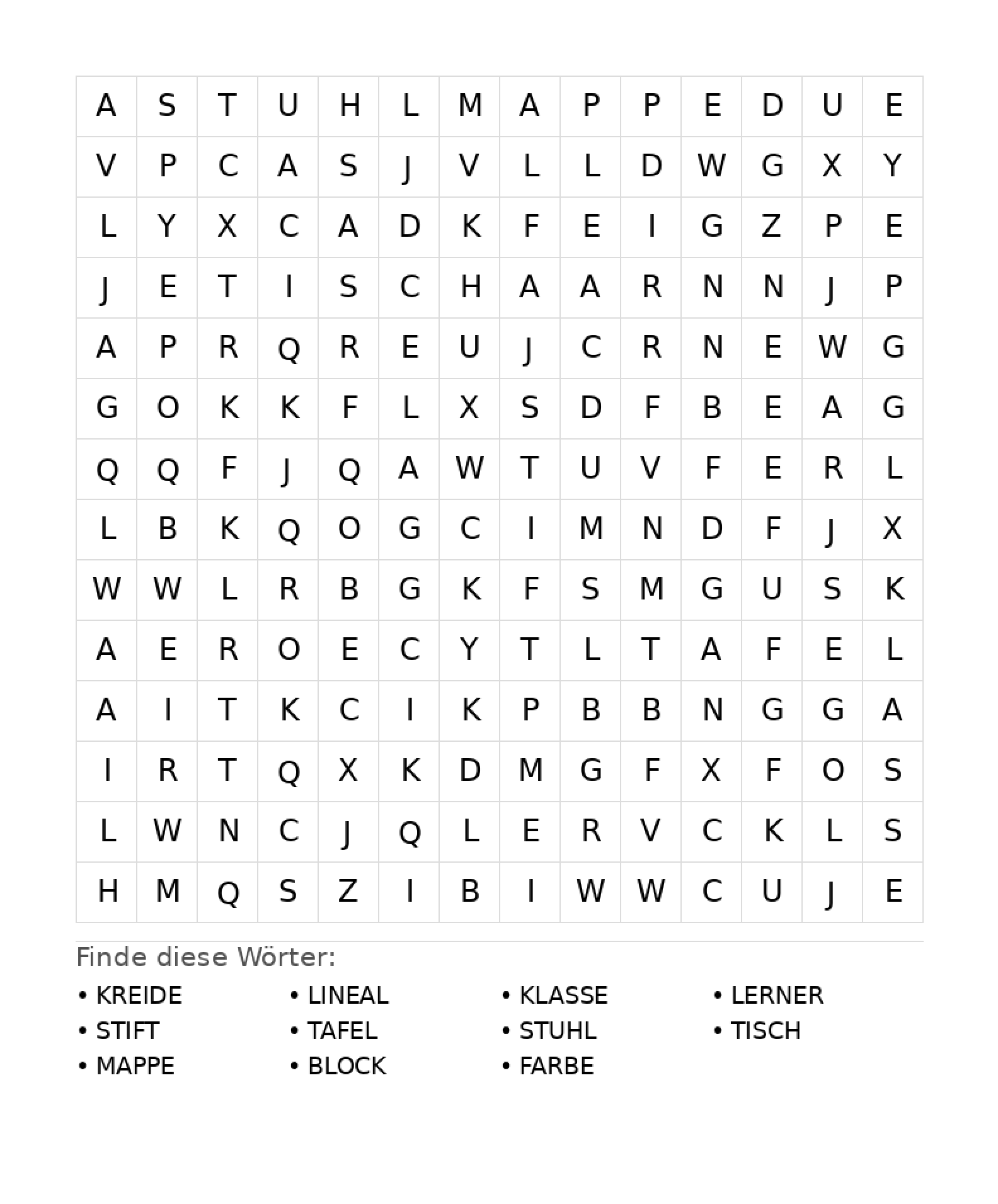 Wortsuchrätsel Wortsuchrätsel: Schule für Teenager aus der Kategorie Wortsuchrätsel - kostenlos ausdrucken