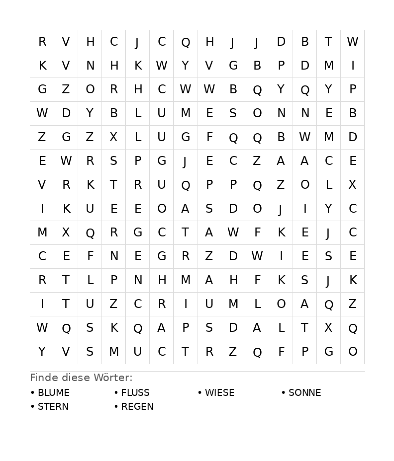 Wortsuchrätsel Wortsuchrätsel: Natur für Teenager aus der Kategorie Wortsuchrätsel - kostenlos ausdrucken