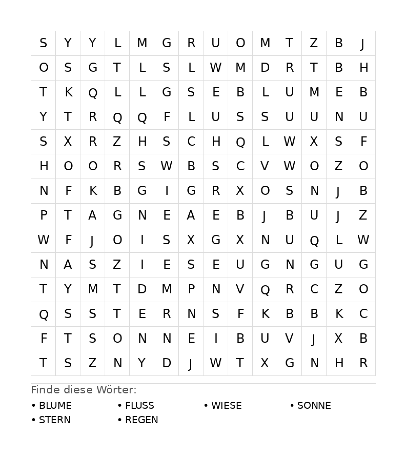 Wortsuchrätsel Wortsuchrätsel: Natur für Teenager aus der Kategorie Wortsuchrätsel - kostenlos ausdrucken